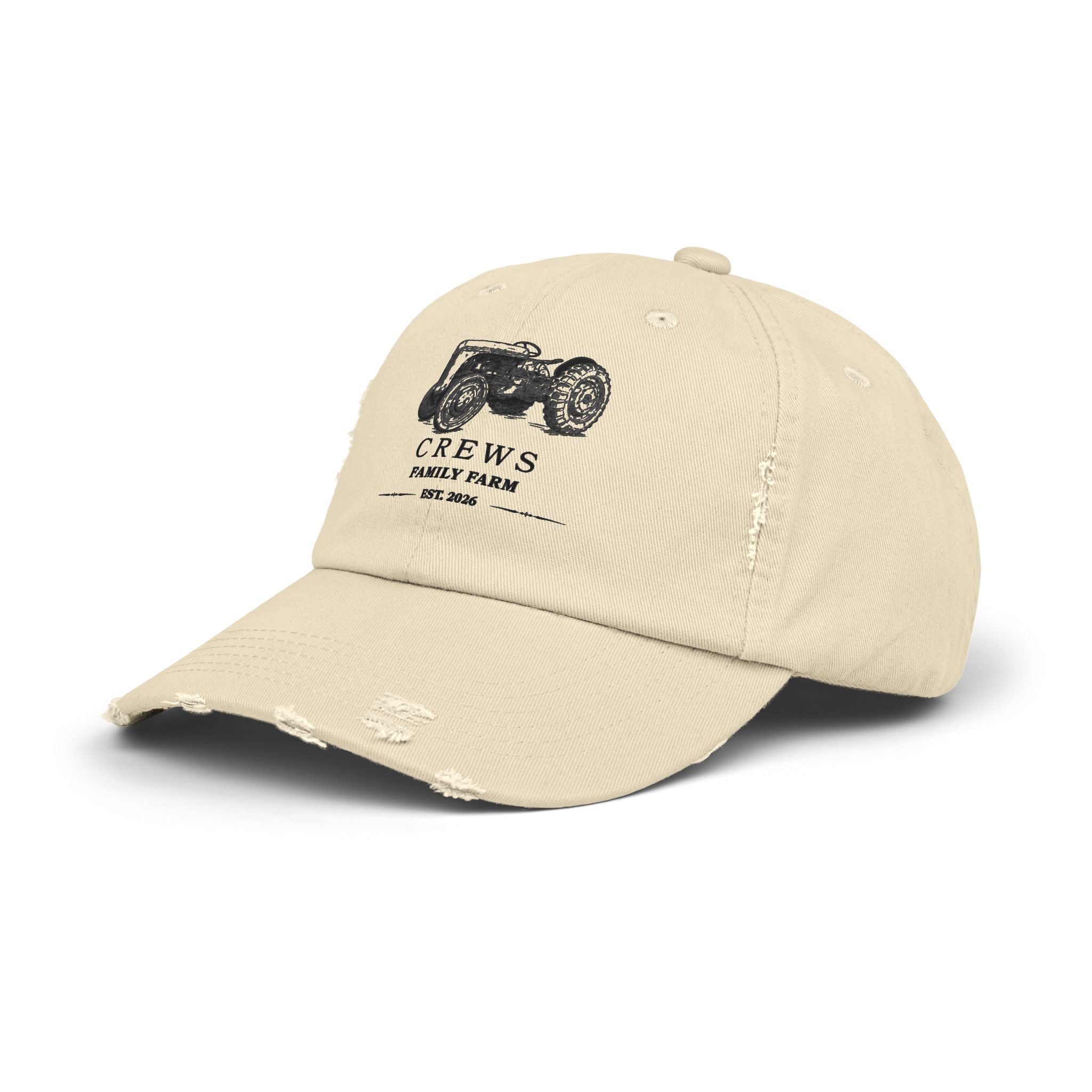 Distressed Tractor Cap — "Crews Family Farm" Vintage Farmers Hat