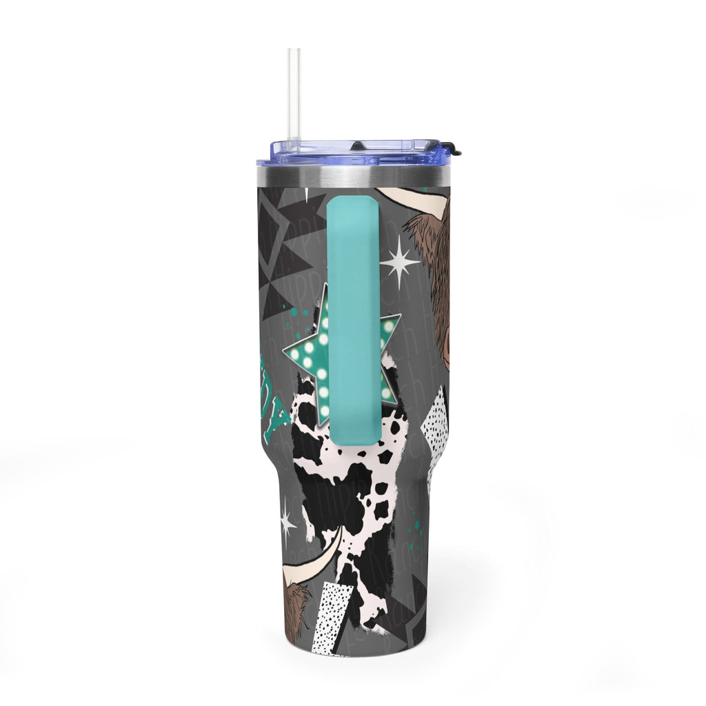 40oz Western Cactus Tumbler – Bull & Neon Cactus Vacuum Thermal Cup