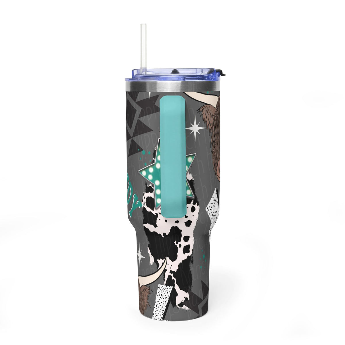 40oz Western Cactus Tumbler – Bull & Neon Cactus Vacuum Thermal Cup