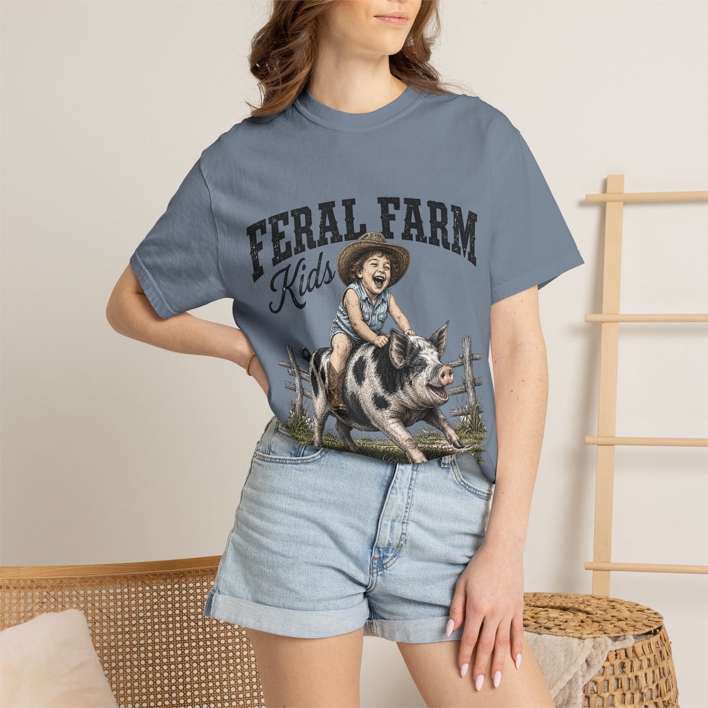 Feral Farm Kids T-Shirt — Vintage Pig Rider Graphic Tee