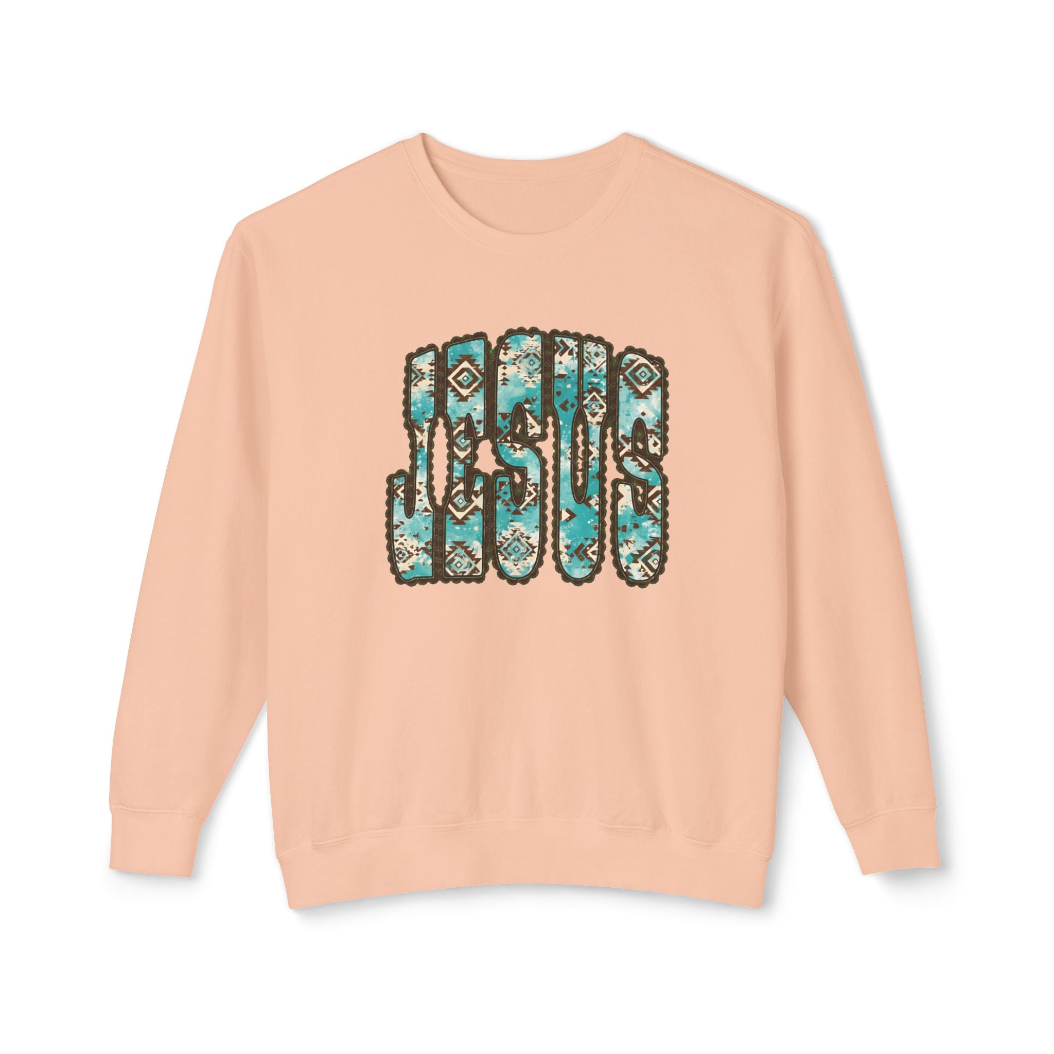 Jesus Floral Crewneck Sweatshirt — Turquoise Boho Faith Pullover