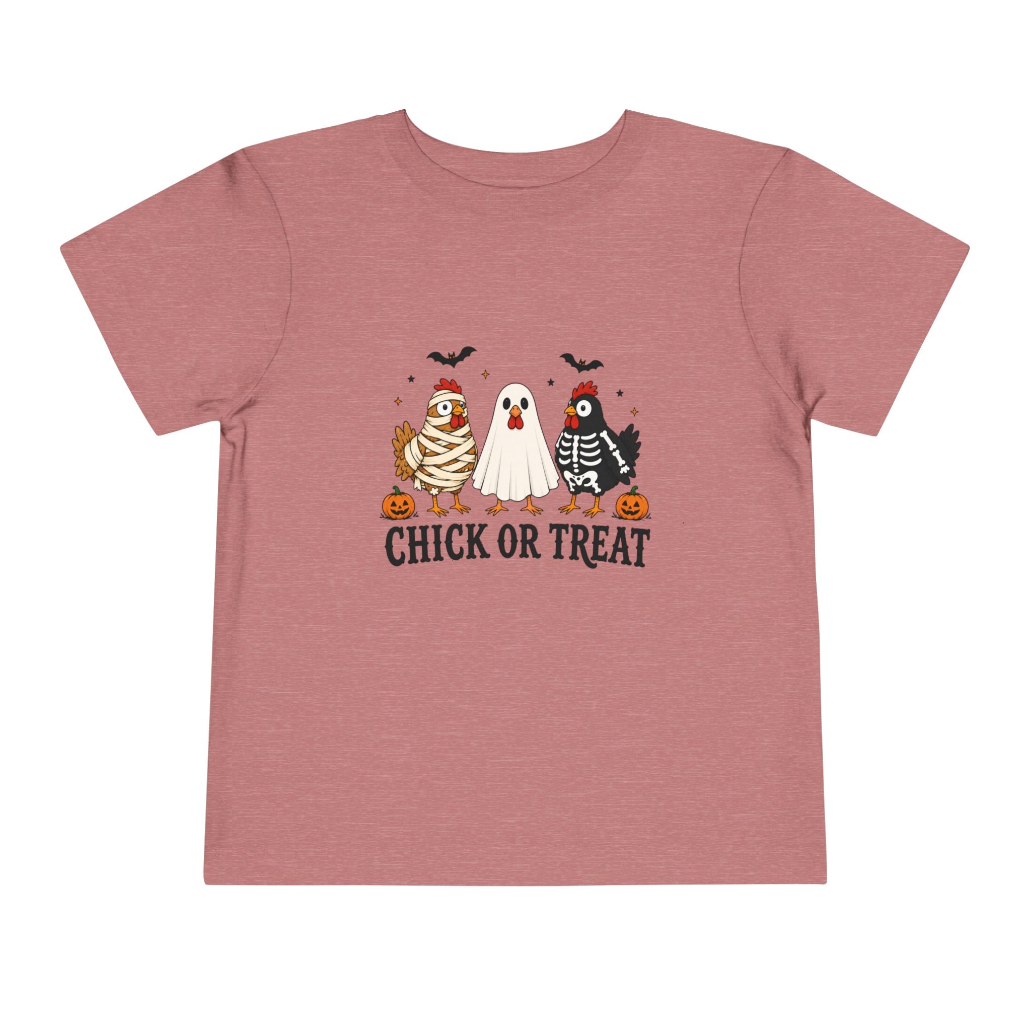 Toddler Halloween Tee - "Chick or Treat" Cute Costume Chick, Ghost & Skeleton Design