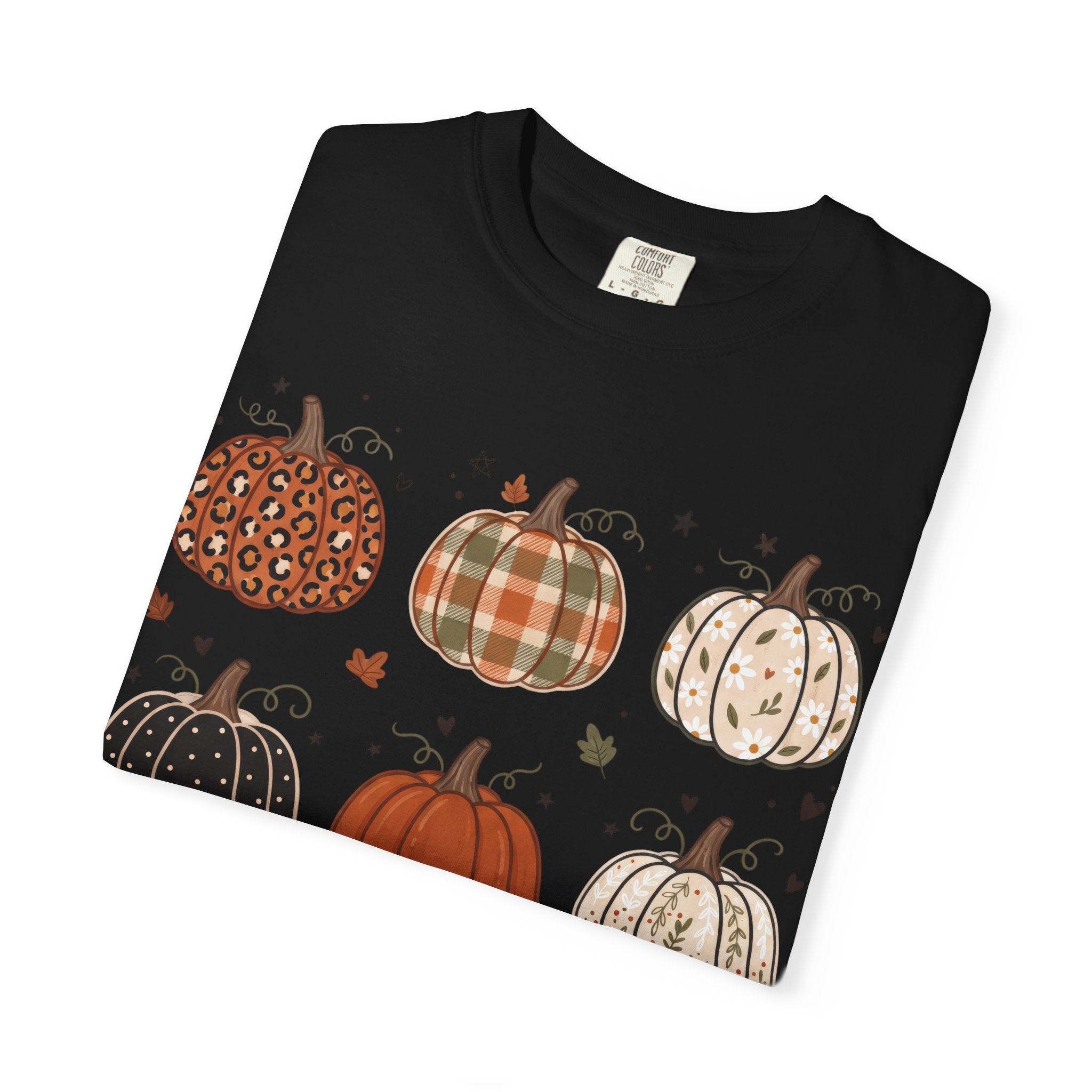 Pumpkin Patch T-Shirt — Fall Plaid & Floral Pumpkins Graphic Tee