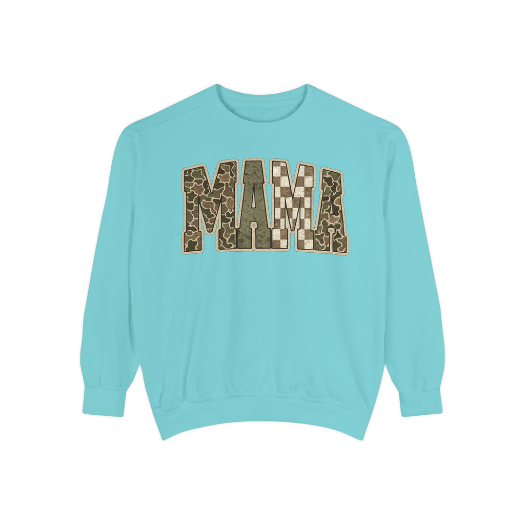 MAMA Camo Patch Sweatshirt — Women's Mama Graphic Crewneck