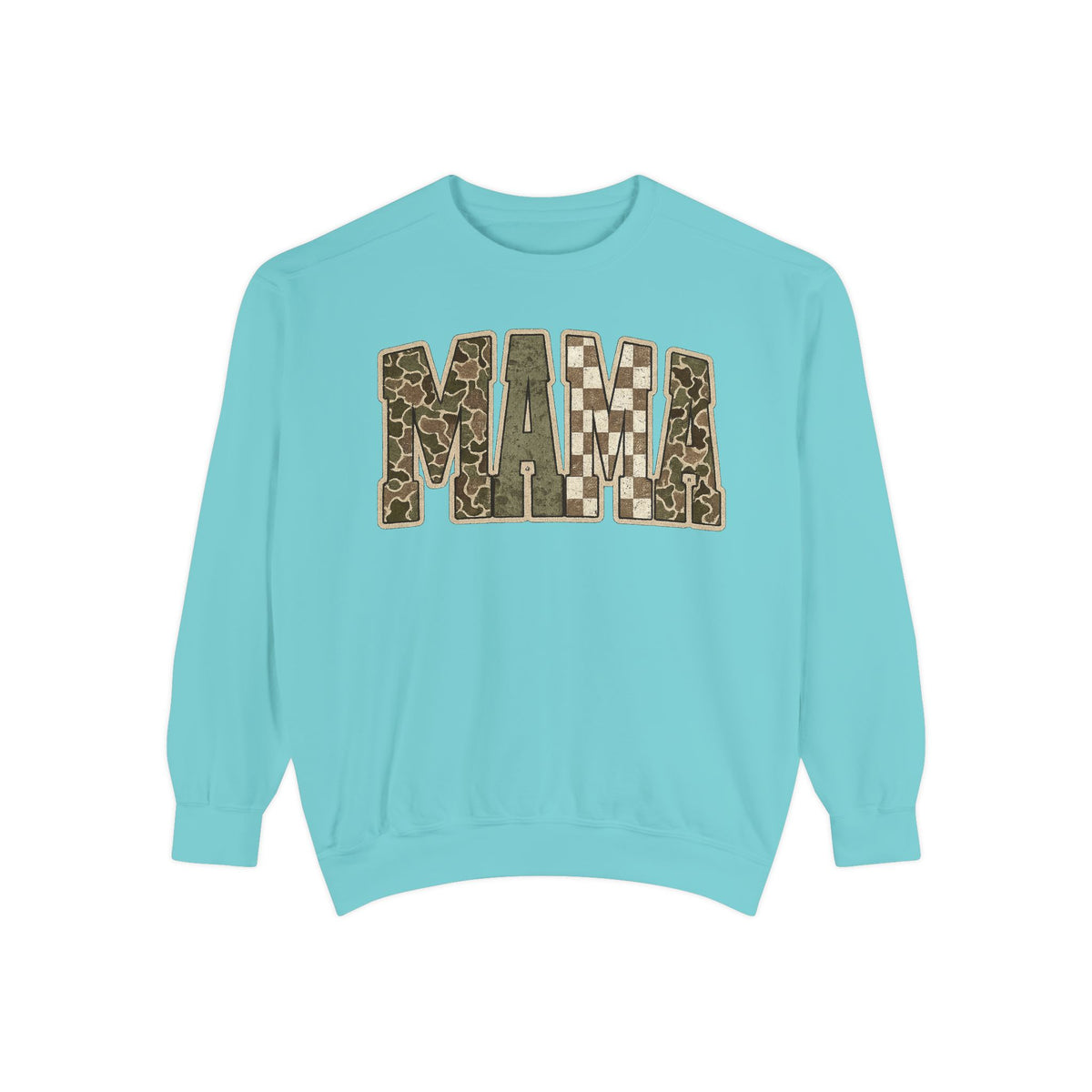 MAMA Camo Patch Sweatshirt — Women's Mama Graphic Crewneck