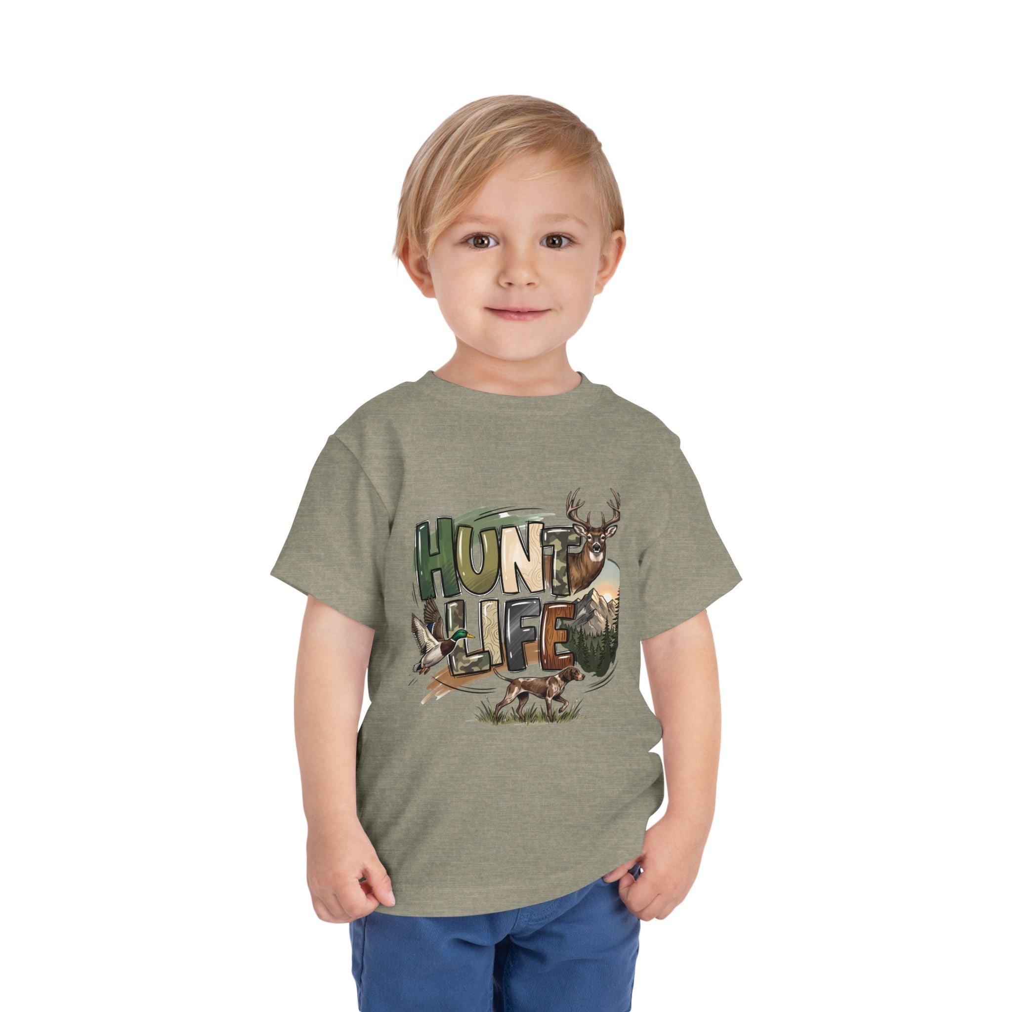 Toddler Tee — "Hunt Life" Woodland Deer & Fox Kids Shirt