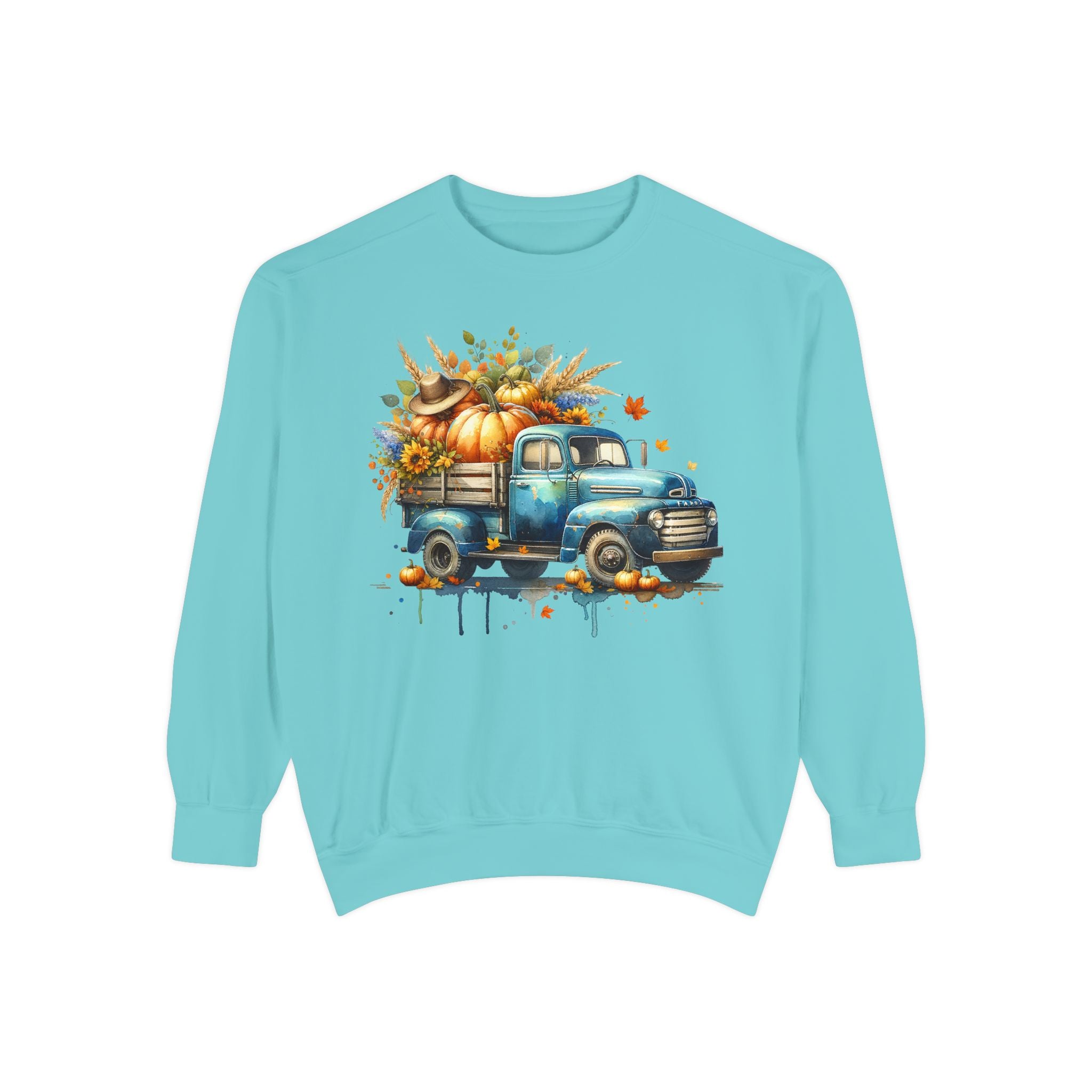 Fall Vintage Truck Sweatshirt – Pumpkin Harvest Graphic Crewneck