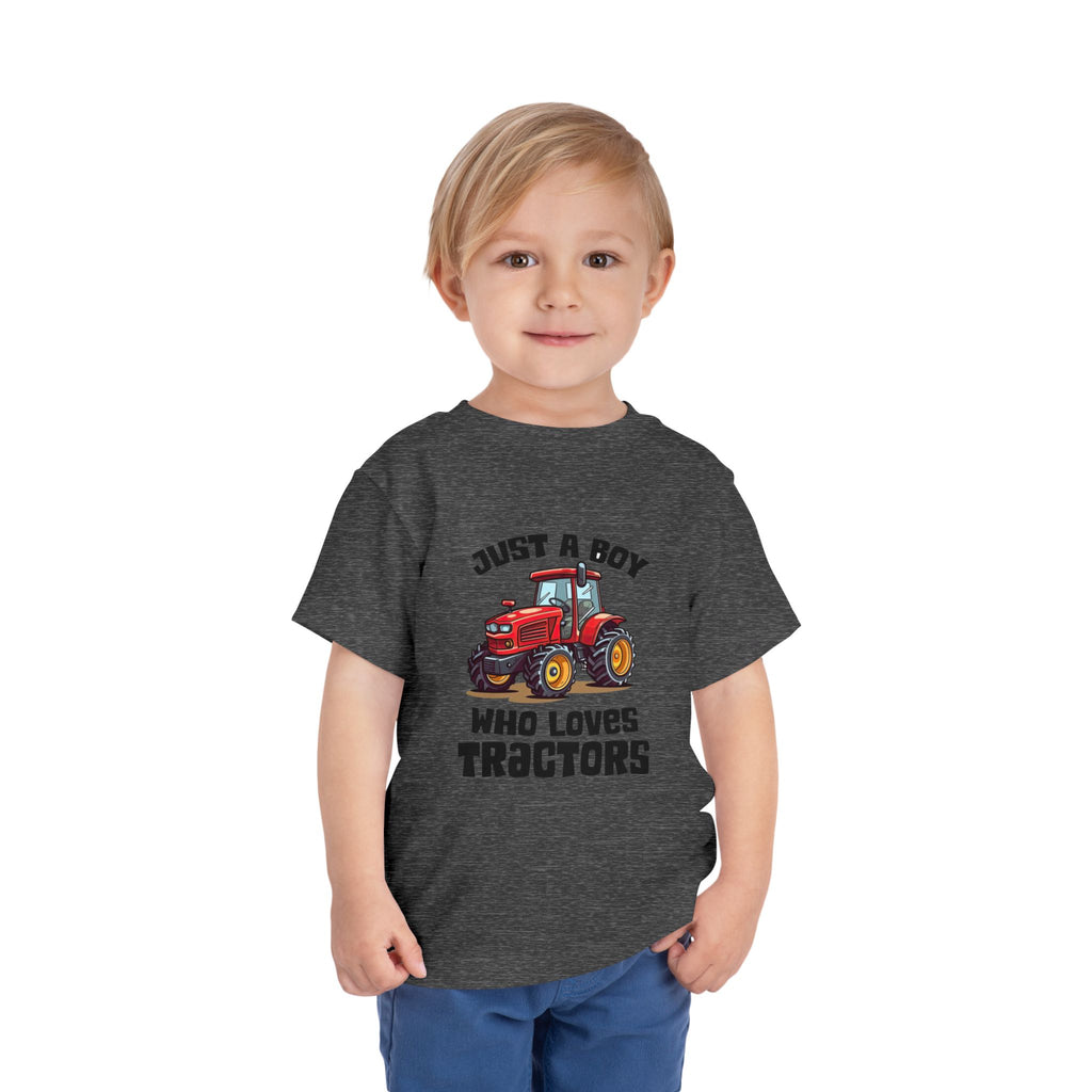 Toddler Tractor Tee — "Just a Boy Who Loves Tractors" Cute Farm Kids Shirt