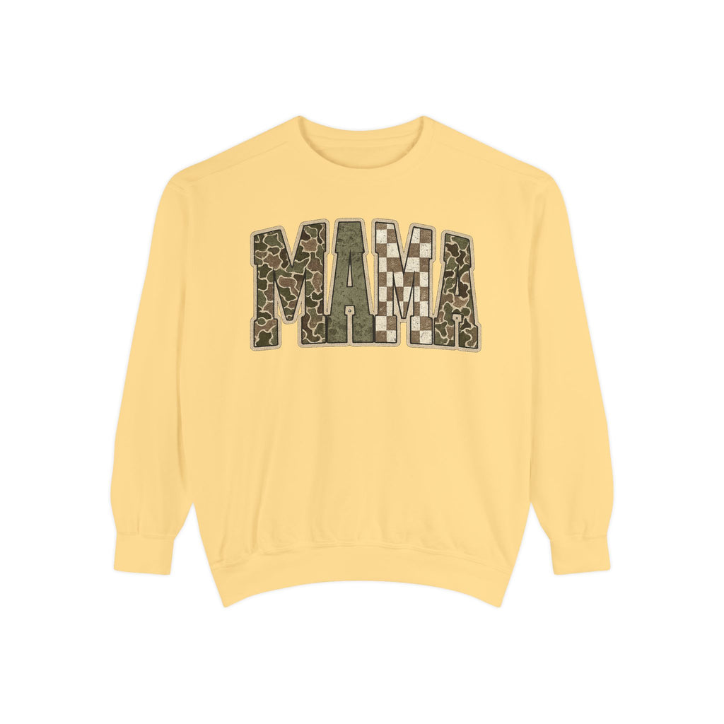 MAMA Camo Patch Sweatshirt — Women's Mama Graphic Crewneck