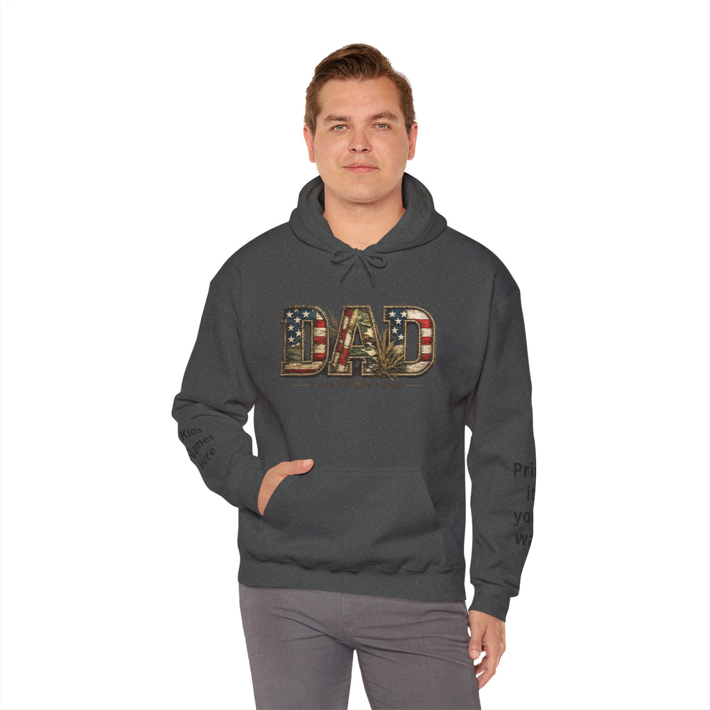 Personalizable Dad One of a Kind Hoodie — American Flag Patriotic Father’s Day Sweatshirt