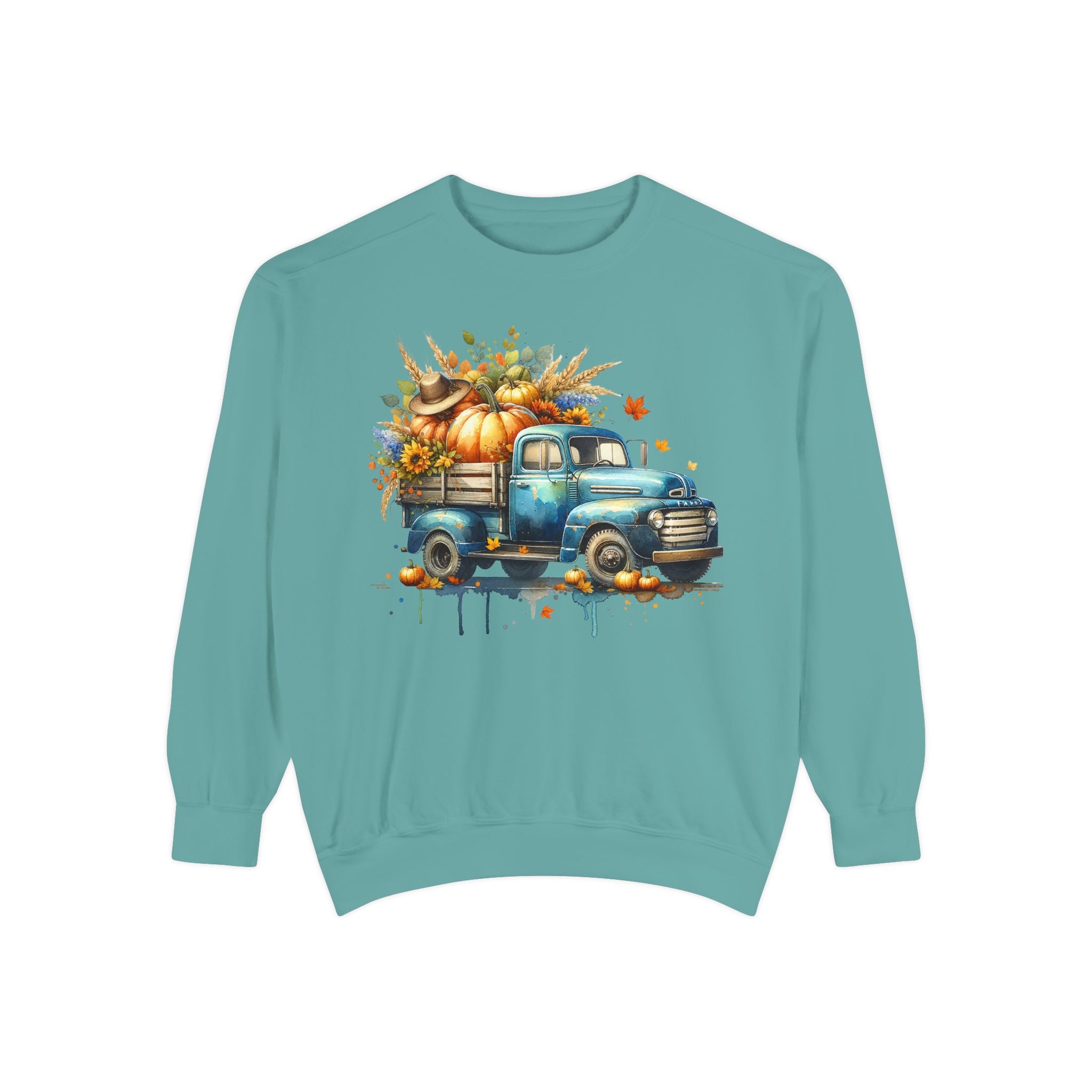 Fall Vintage Truck Sweatshirt – Pumpkin Harvest Graphic Crewneck