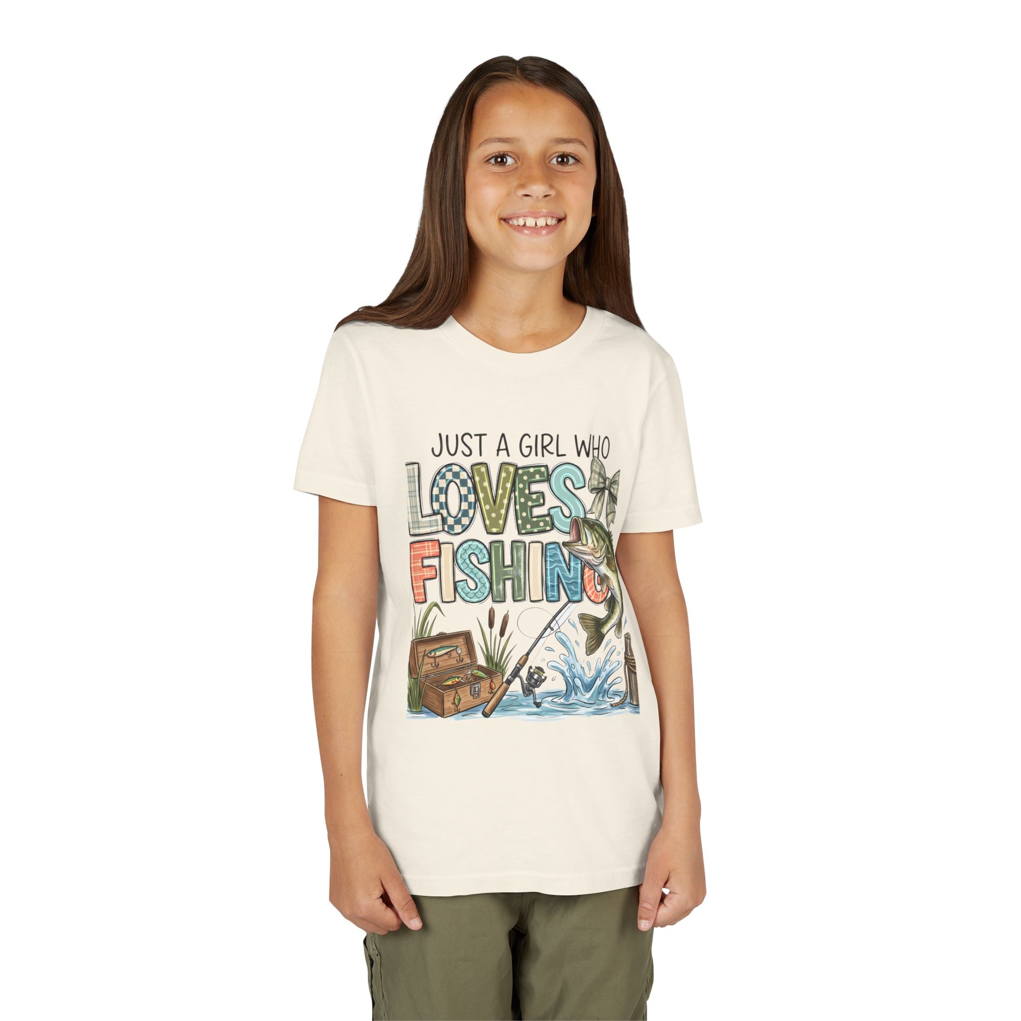 Youth Fishing Tee — "Just a Girl Who Loves Fishing" Graphic Shirt