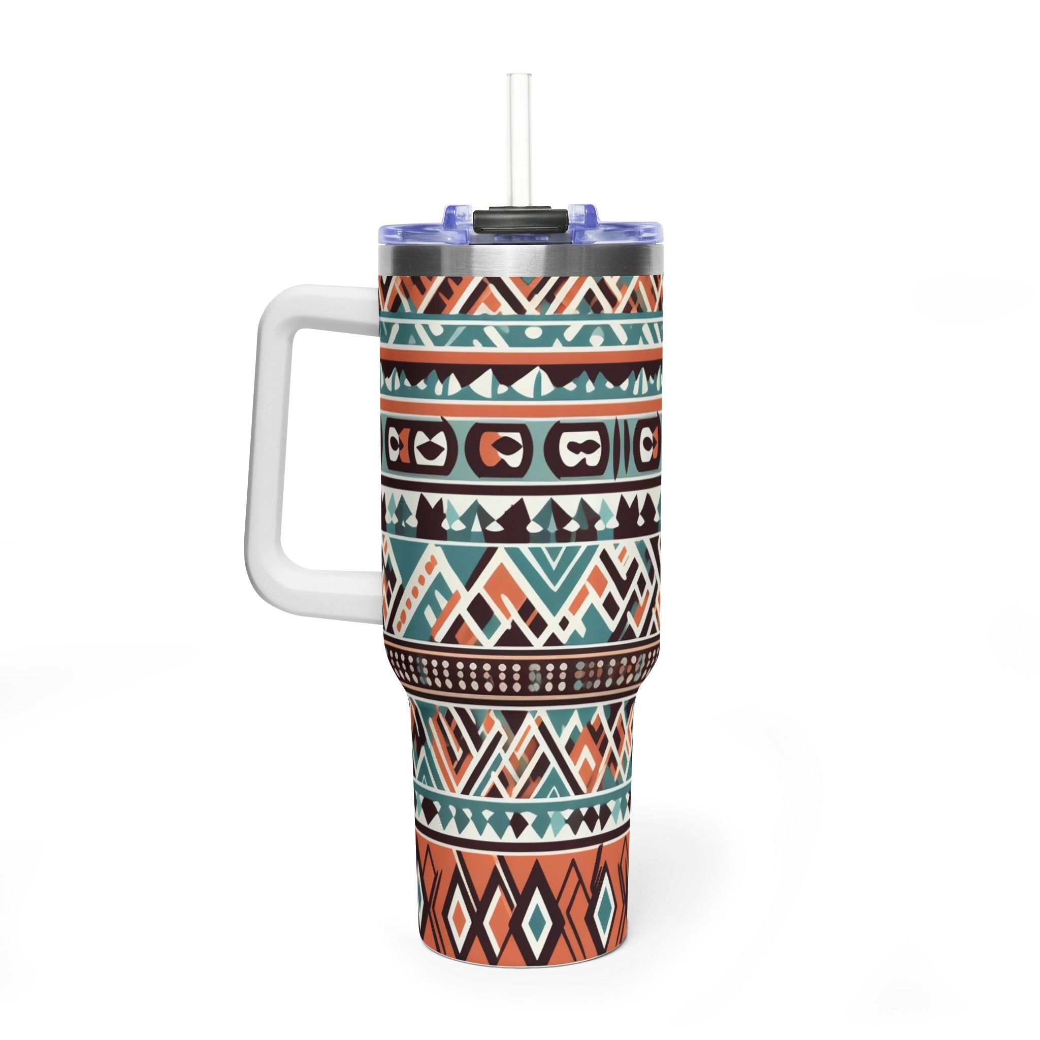 40oz Aztec Thermal Tumbler – Insulated Travel Cup with Handle