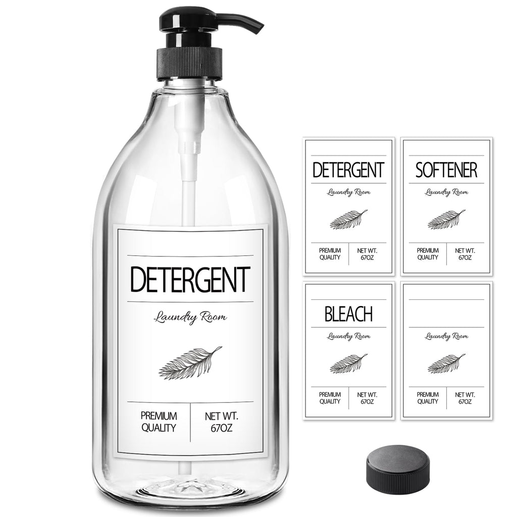 GMISUN Laundry Detergent Dispenser 1 Pack Liquid Laundry Soap Dispenser 67oz Storage Container for Farmhouse Laundry Room Decor Liquid Bottle Organizer for Detergent/Softener/Bleach