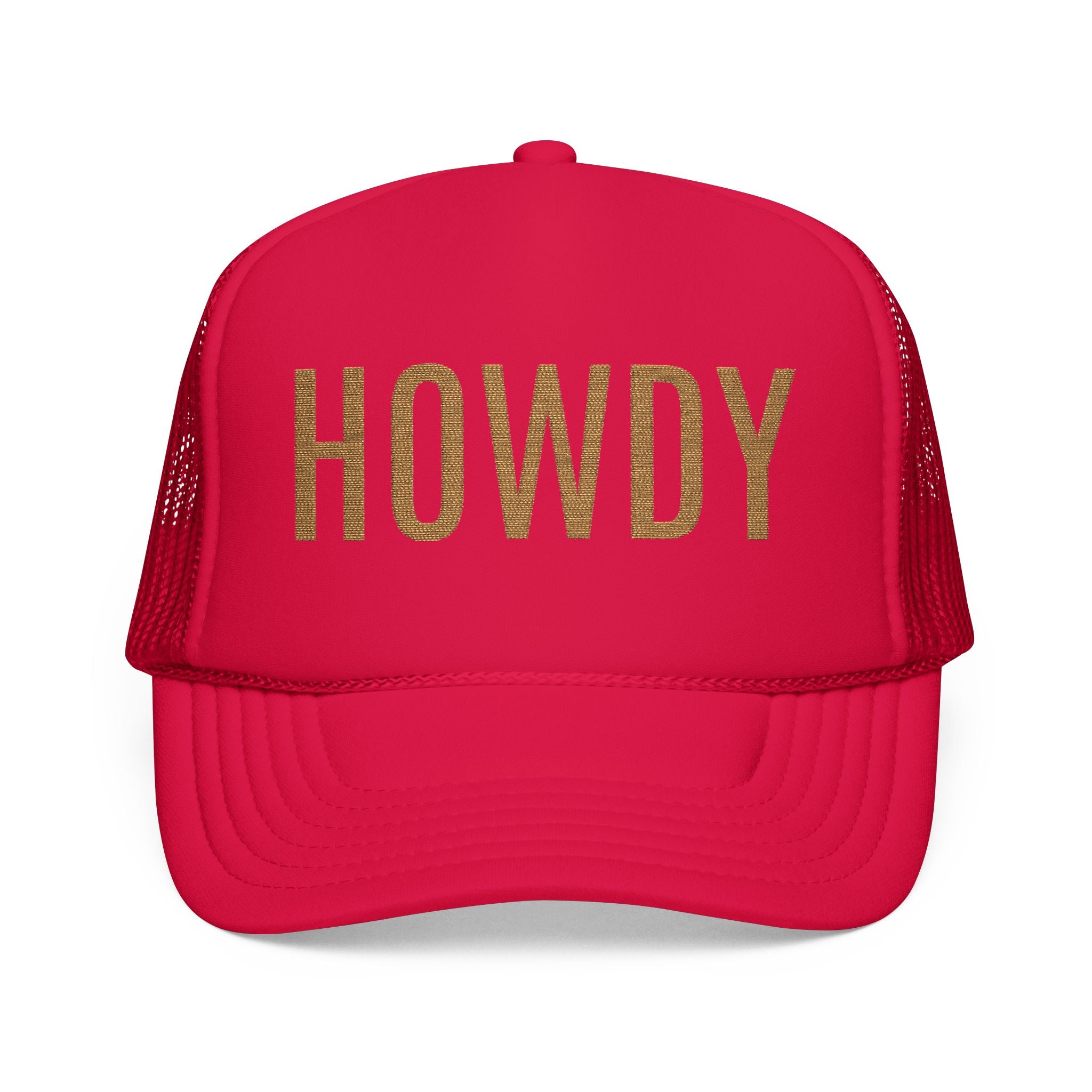 Howdy Trucker Hat — Glitter Letter Foam Mesh Cap