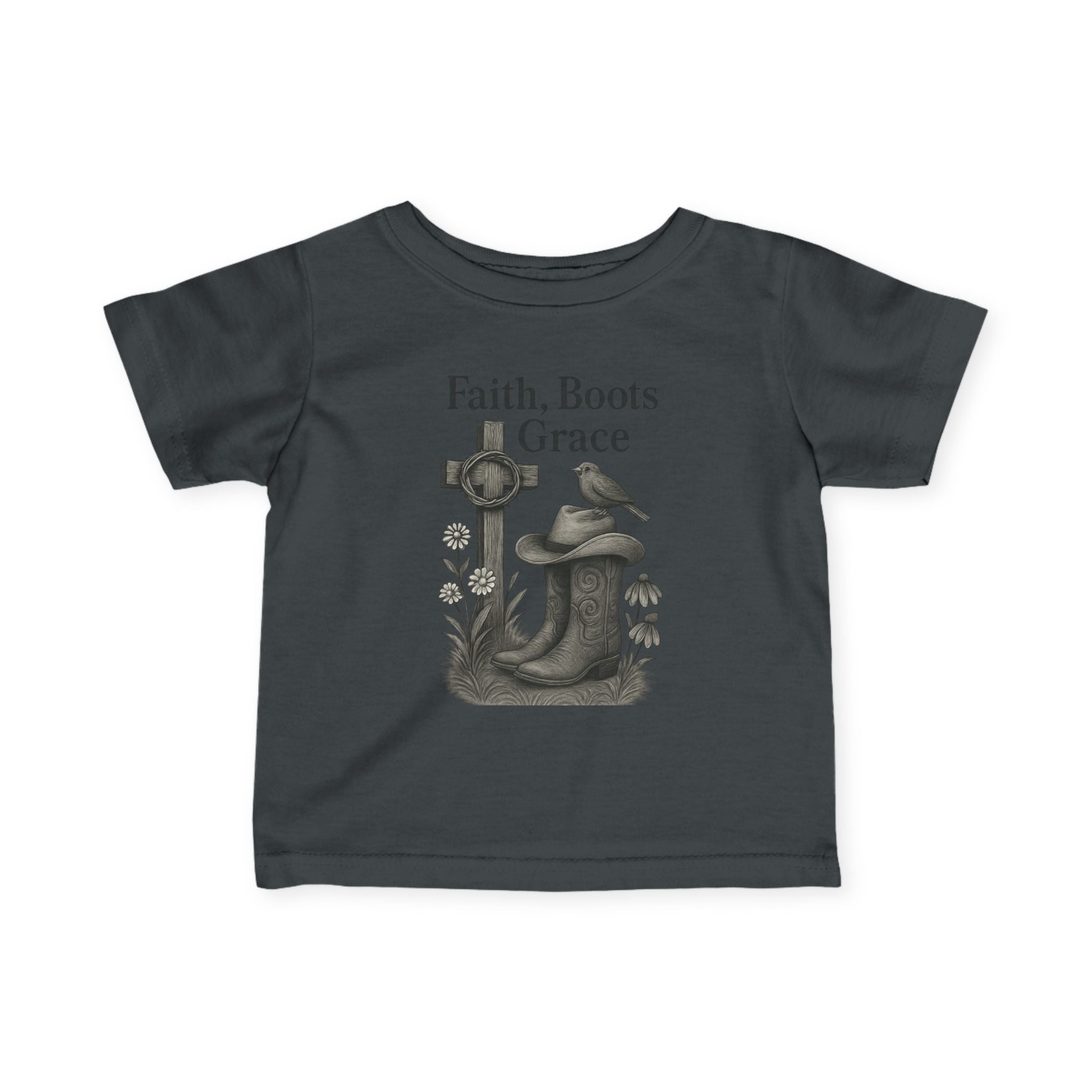 Infant Tee — "Faith, Boots, Grace" Western Baby Shirt