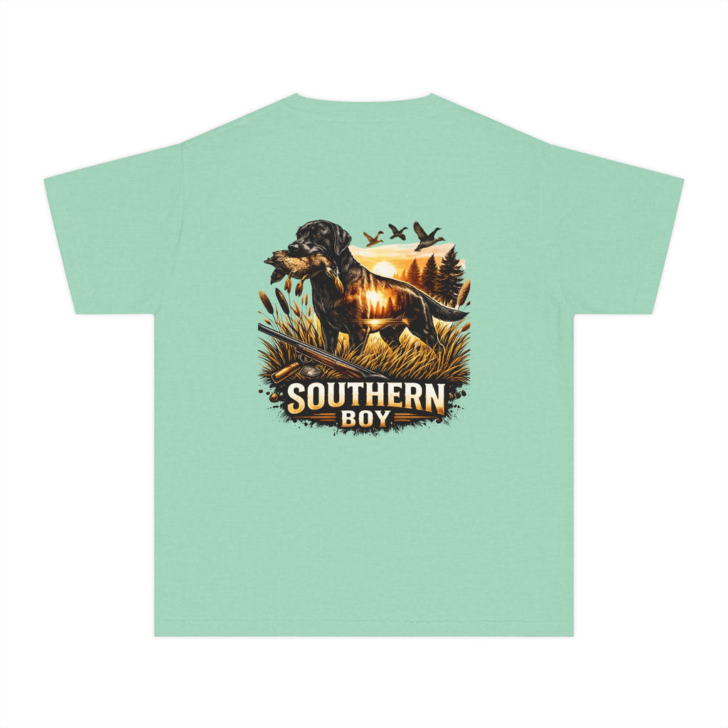 Youth Tee — "Southern Boy" Hunting Dog Graphic