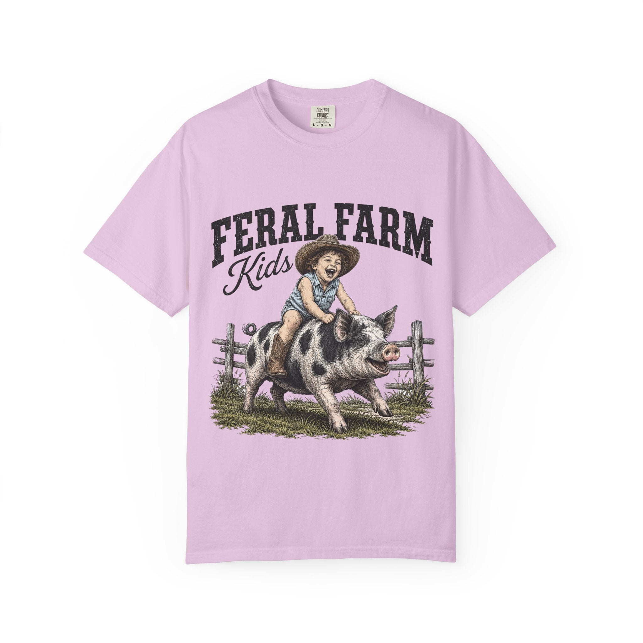 Feral Farm Kids T-Shirt — Vintage Pig Rider Graphic Tee