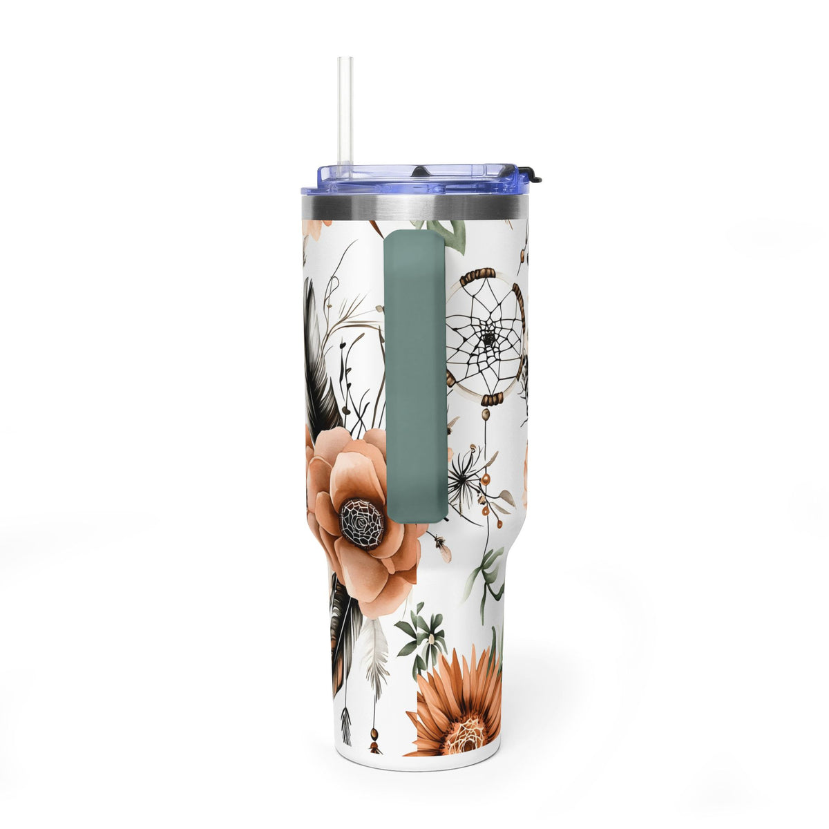40oz Dreamcatcher Floral Tumbler - Insulated Vacuum Travel Cup