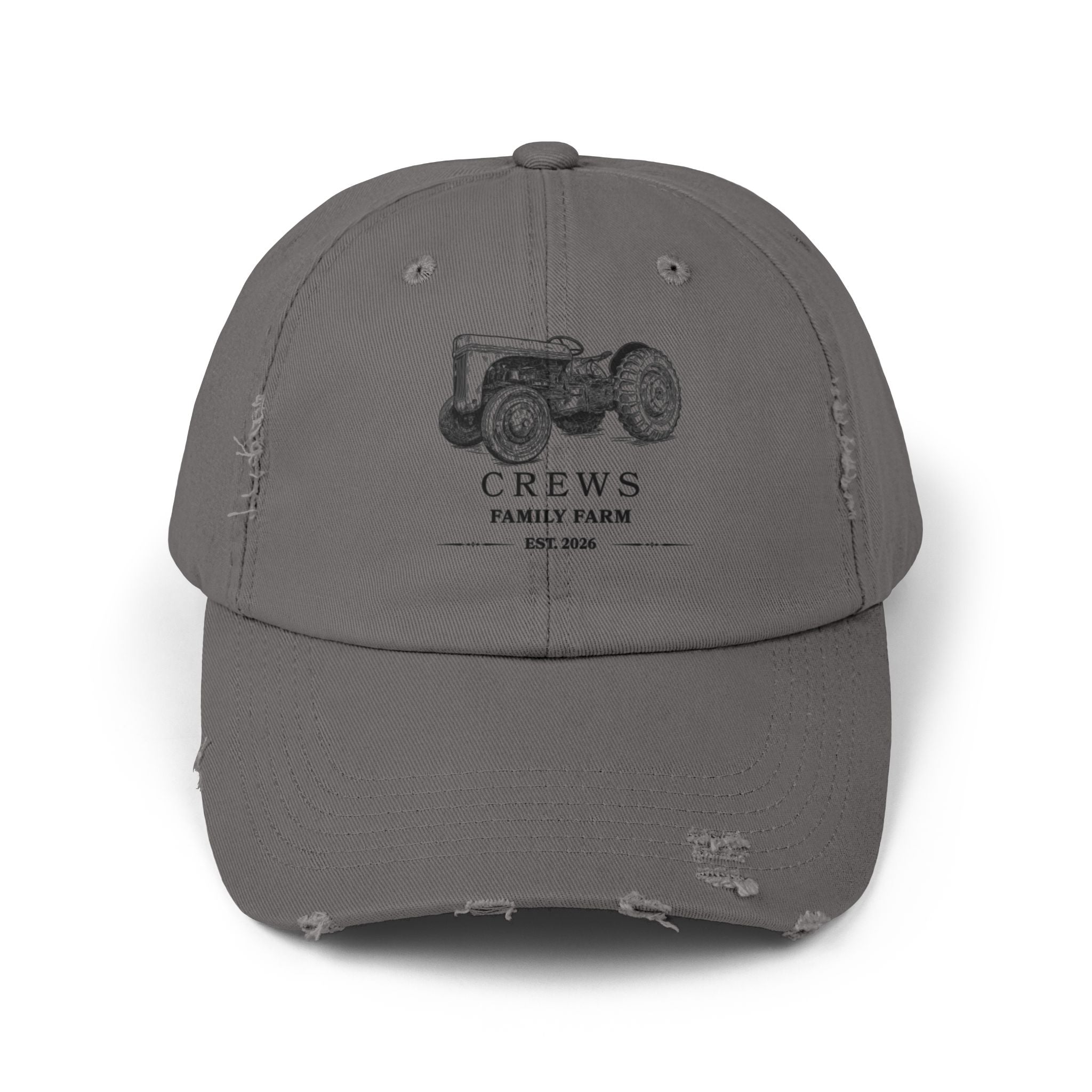Distressed Tractor Cap — "Crews Family Farm" Vintage Farmers Hat