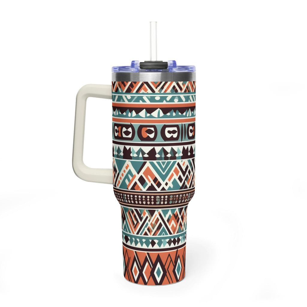 40oz Aztec Thermal Tumbler – Insulated Travel Cup with Handle