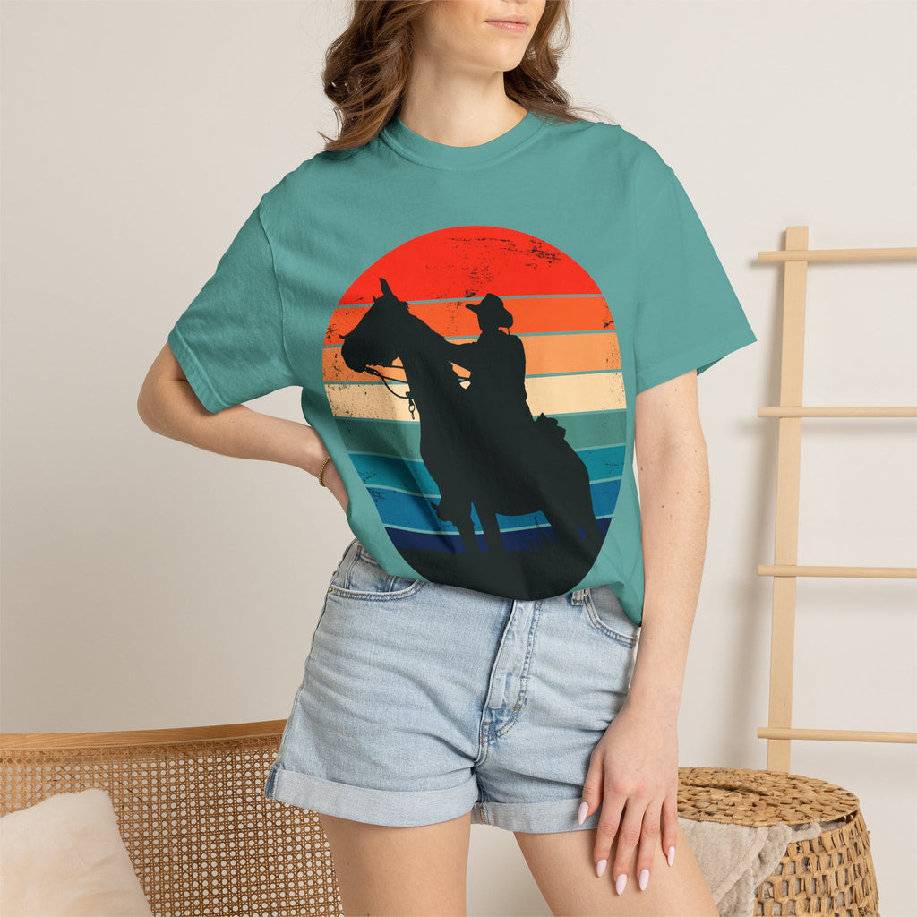 Cowboy Silhouette T-Shirt — Retro Sunset Western Tee