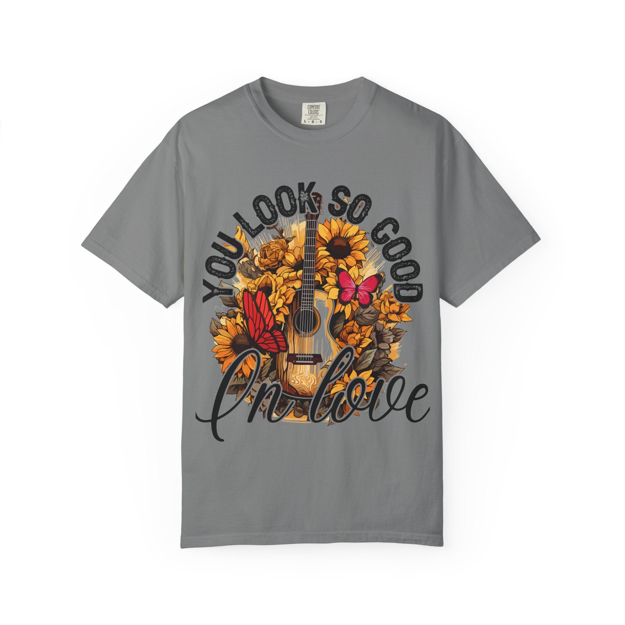 You Look So Good I'm In Love Guitar Floral T-Shirt