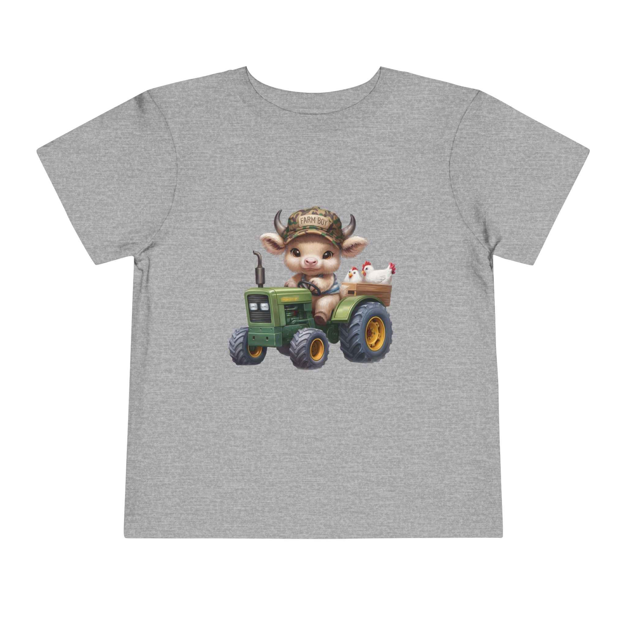 Toddler Tee — Cute Baby Cow on Green Tractor Cute Farm Animal Shirt