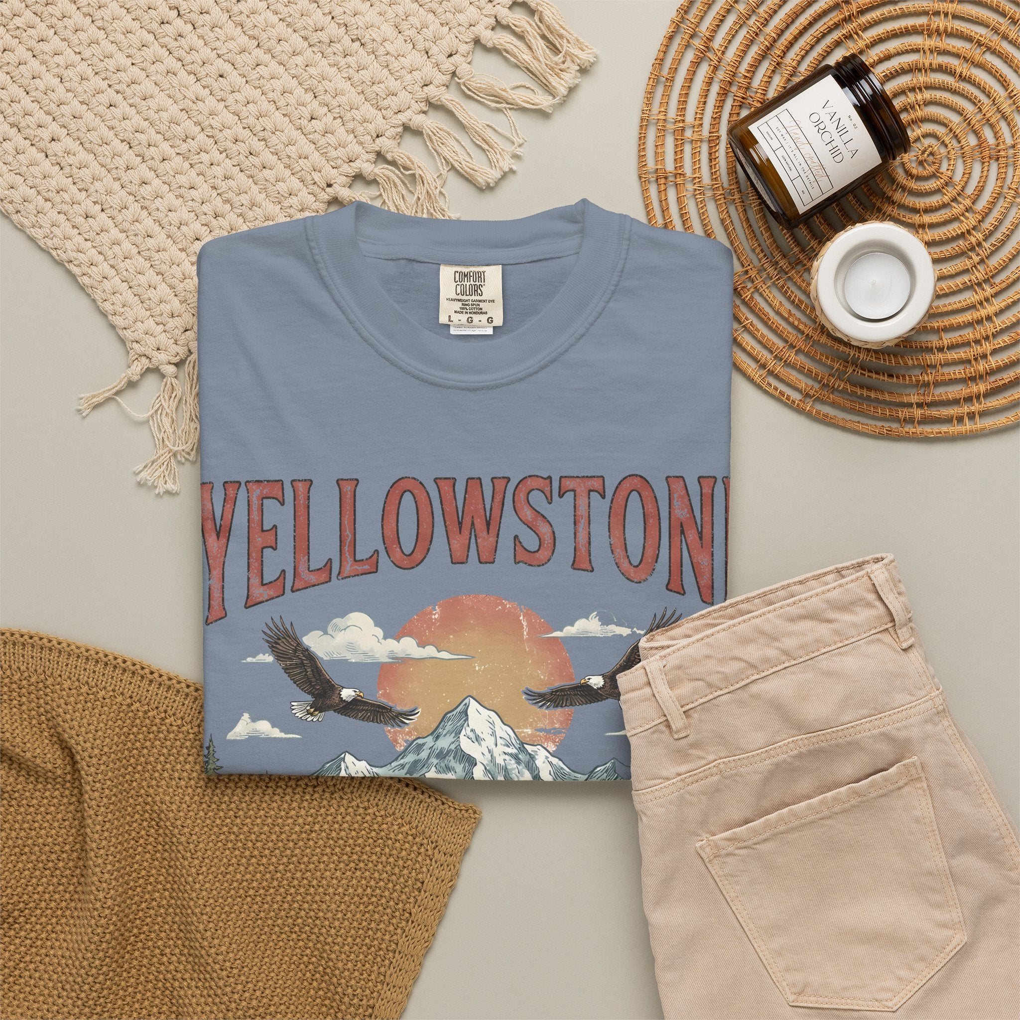 Yellowstone Wildlife Graphic T-Shirt — Vintage Bison, Wolves & Mountain Nature Tee