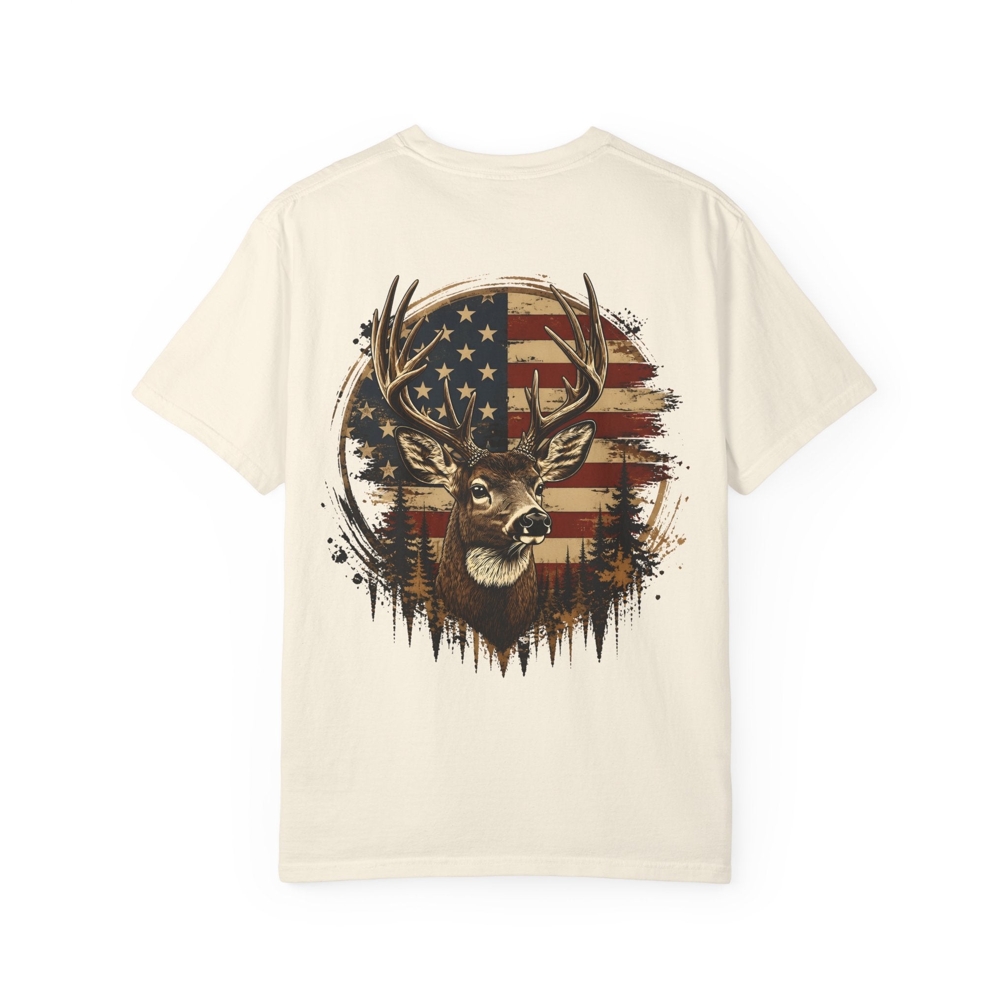 American Flag Deer T-Shirt — Patriotic Hunting Graphic Tee