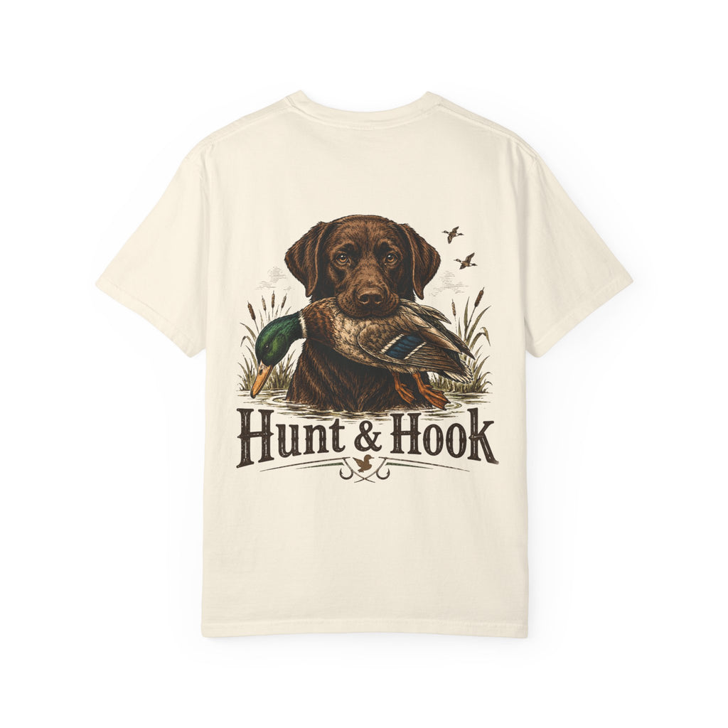 Hunt & Hook Retriever T-Shirt — Hunting Dog & Duck Graphic Tee