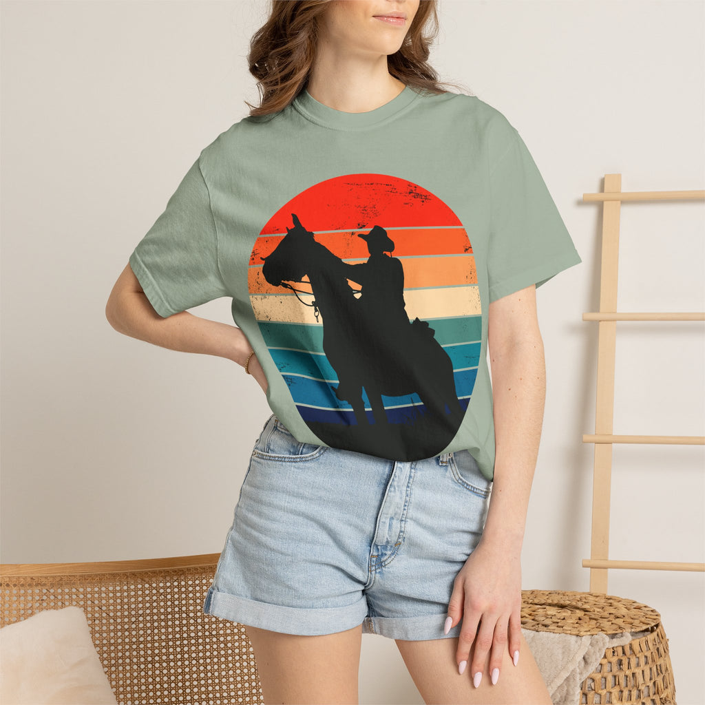 Cowboy Silhouette T-Shirt — Retro Sunset Western Tee