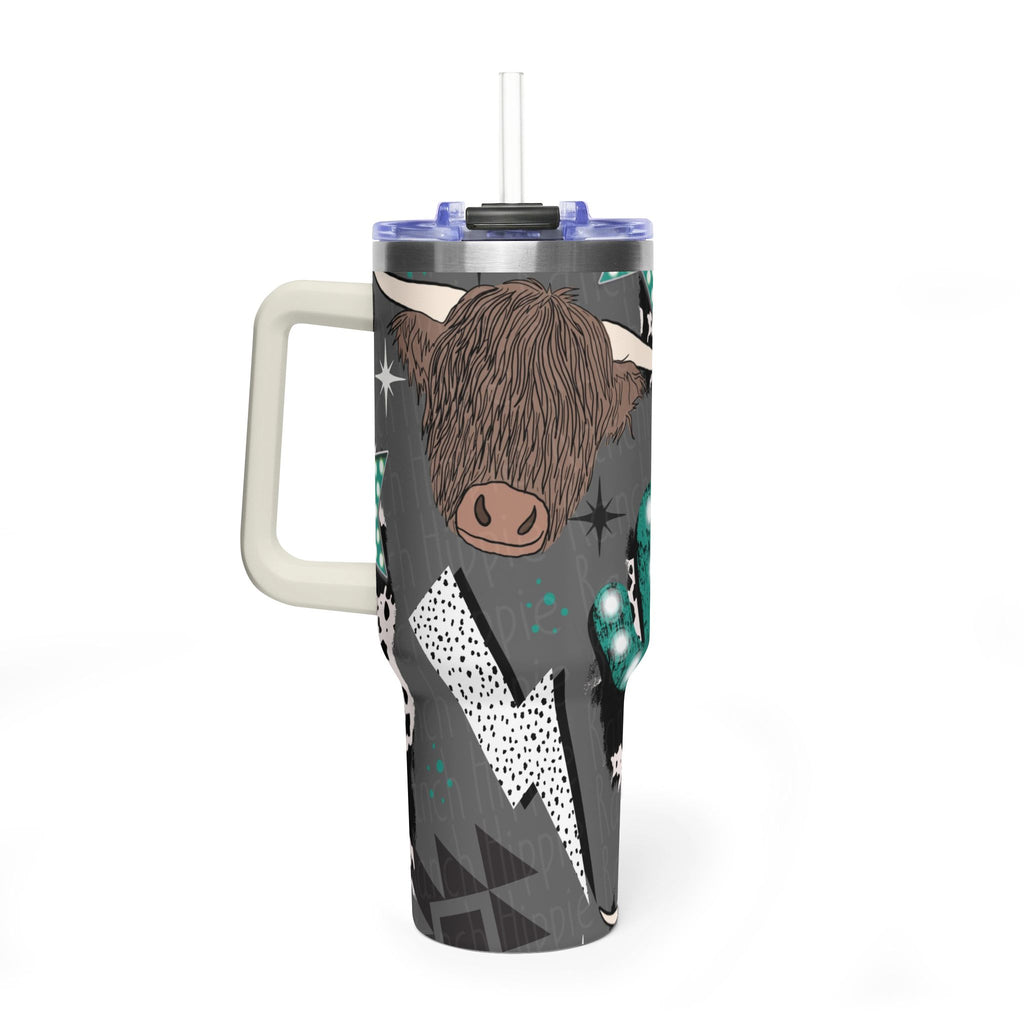 40oz Western Cactus Tumbler – Bull & Neon Cactus Vacuum Thermal Cup
