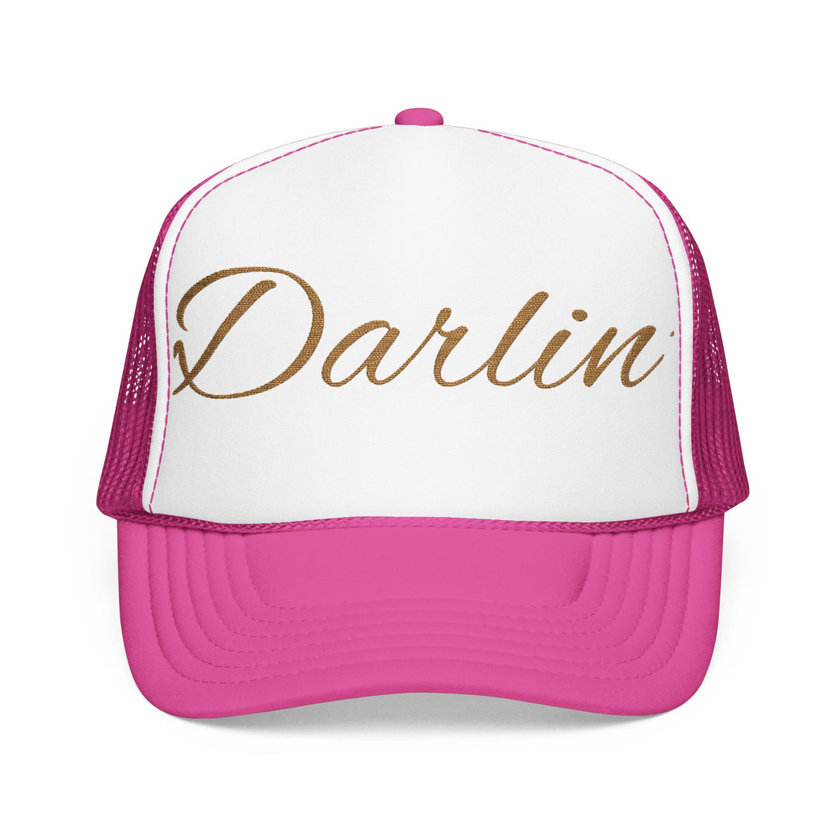 Darlin' Glitter Script Trucker Hat — Women's Casual Mesh Cap