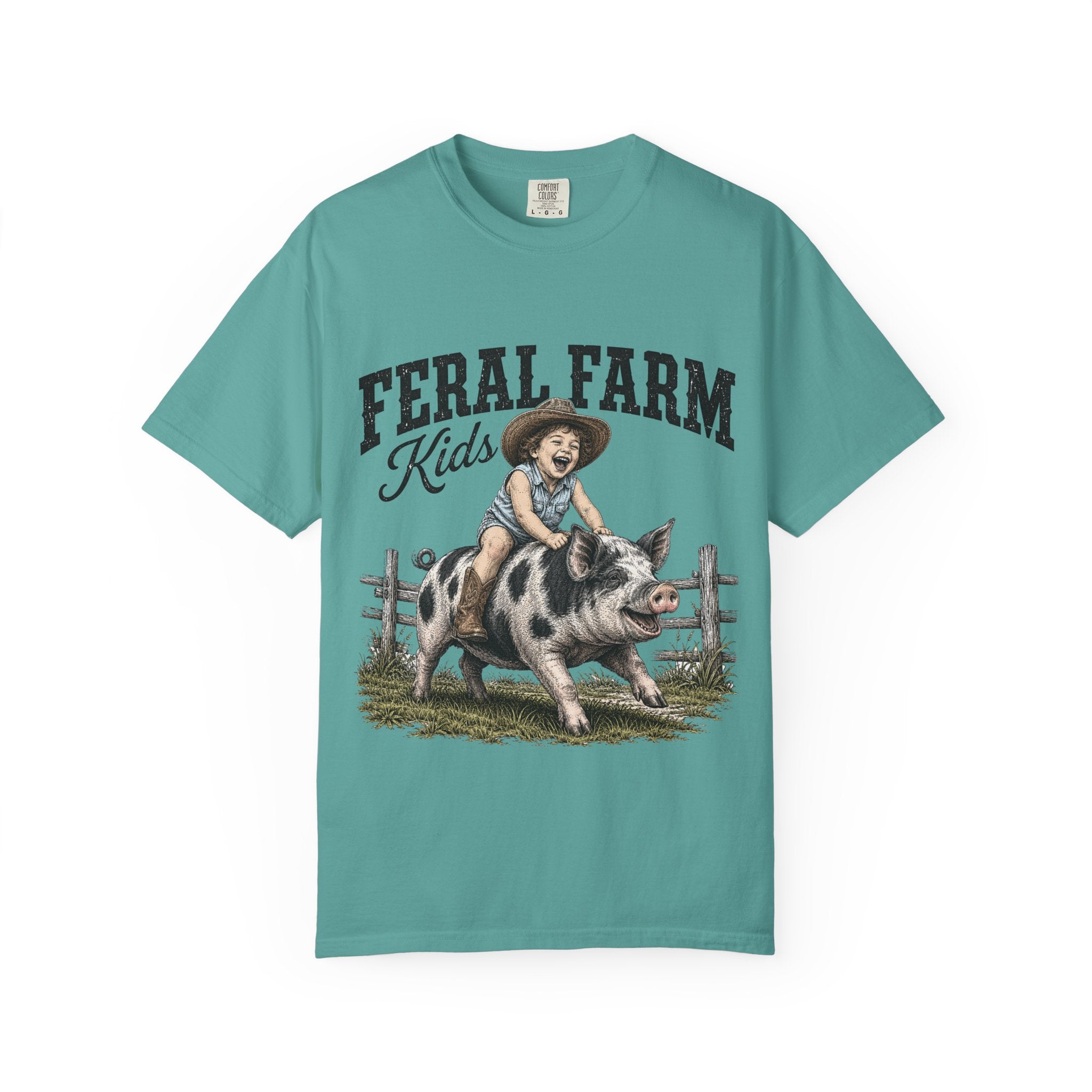 Feral Farm Kids T-Shirt — Vintage Pig Rider Graphic Tee