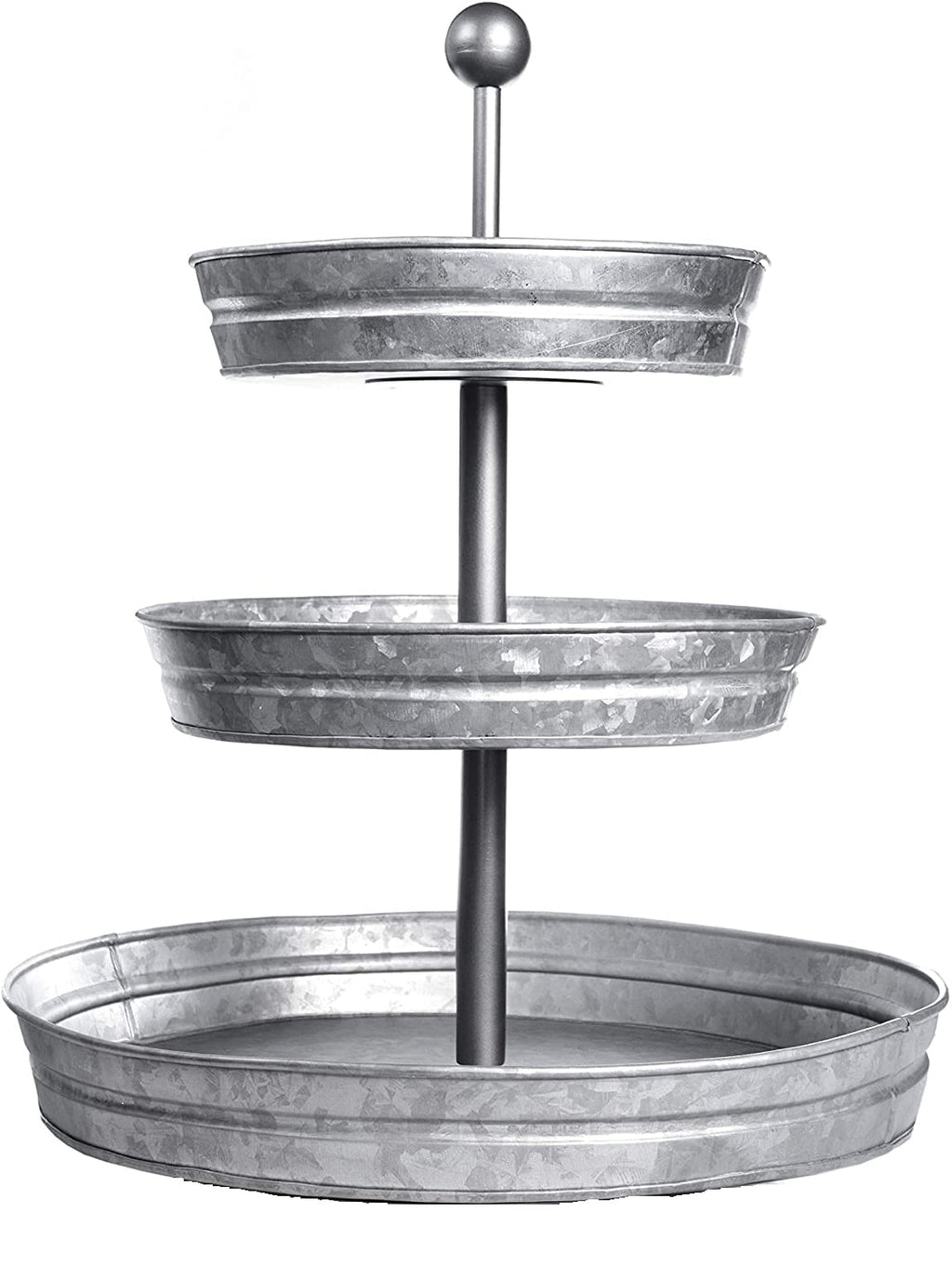 GetSet2Save Vintage Galvanized 3 Tier Serving Tray Rustic Country Farmhouse Kitchen one size Silver
