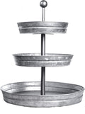 GetSet2Save Vintage Galvanized 3 Tier Serving Tray Rustic Country Farmhouse Kitchen one size Silver