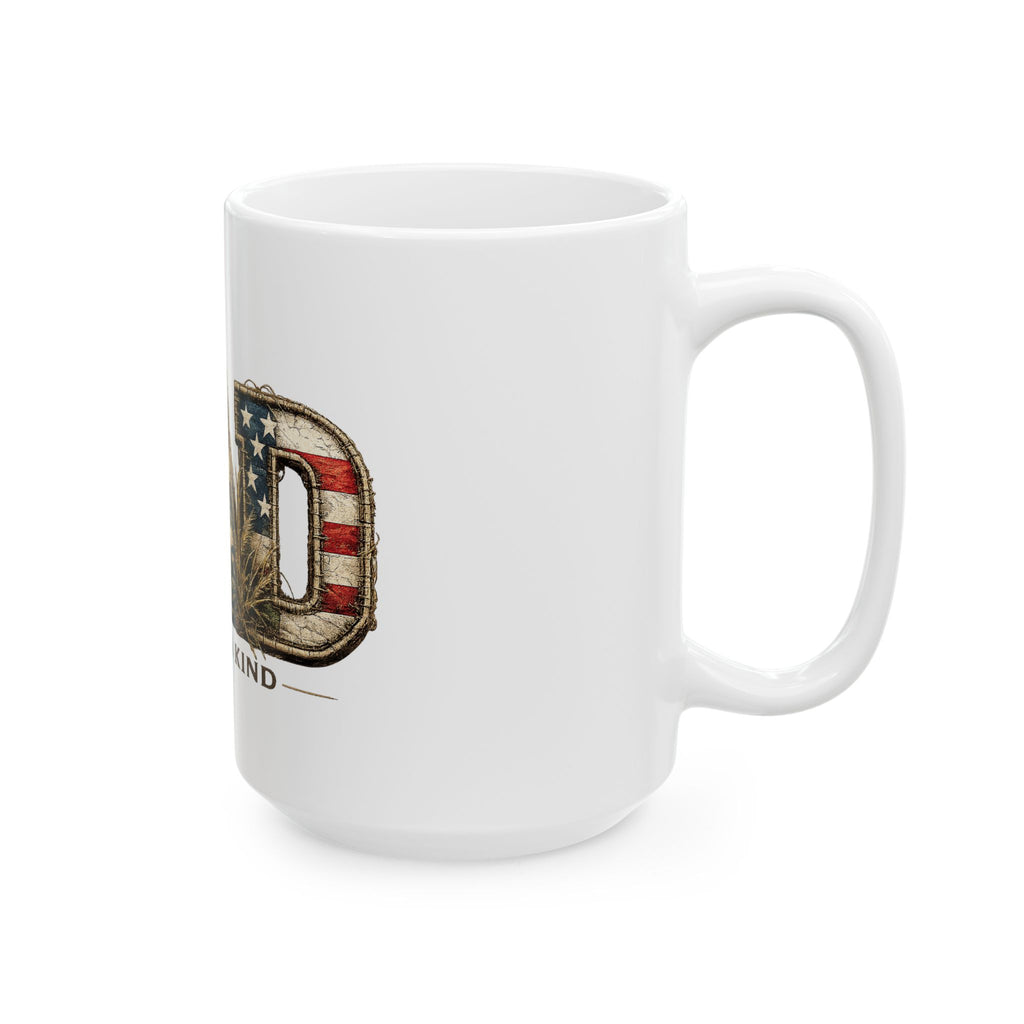 Dad One of a Kind Ceramic Mug — Patriotic Camo Coffee Cup (11oz & 15oz)