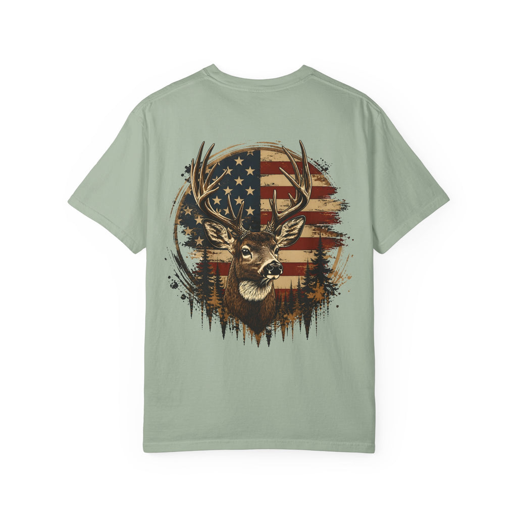 American Flag Deer T-Shirt — Patriotic Hunting Graphic Tee