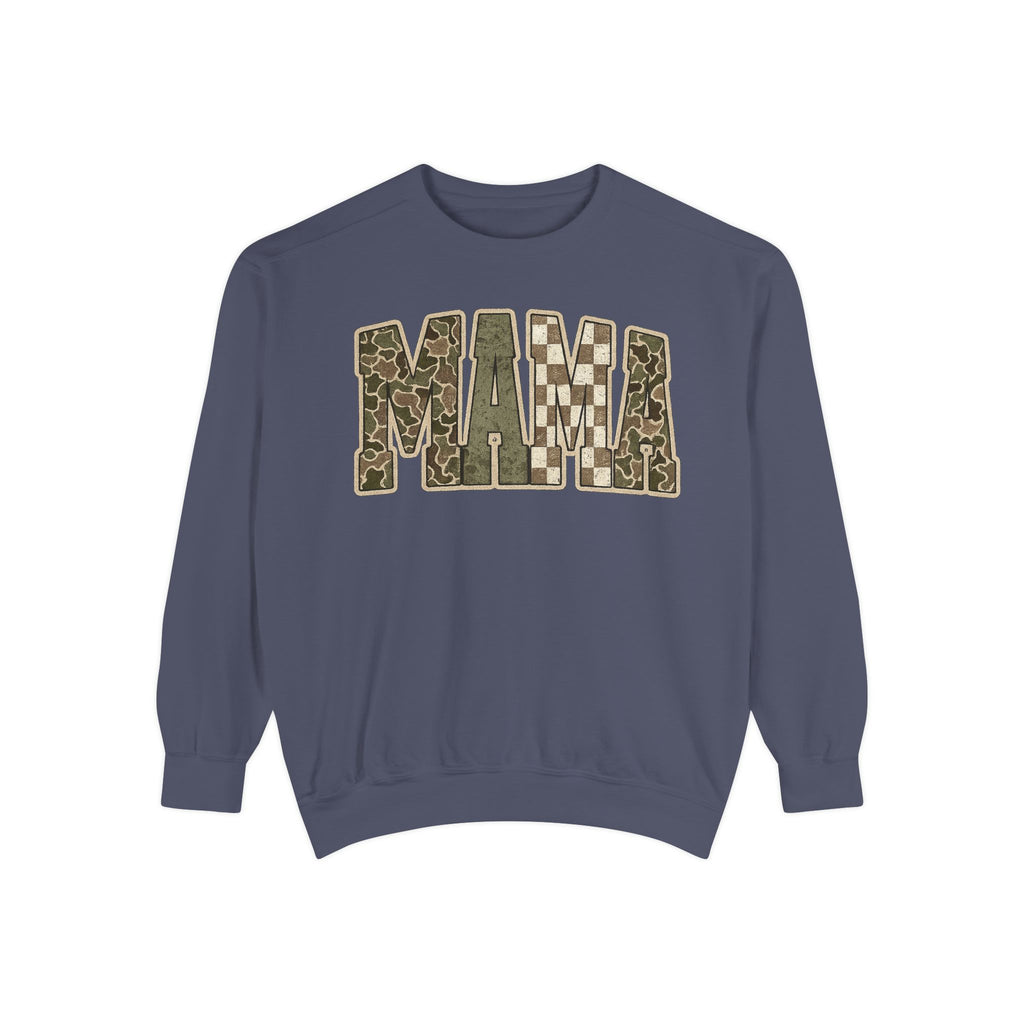 MAMA Camo Patch Sweatshirt — Women's Mama Graphic Crewneck