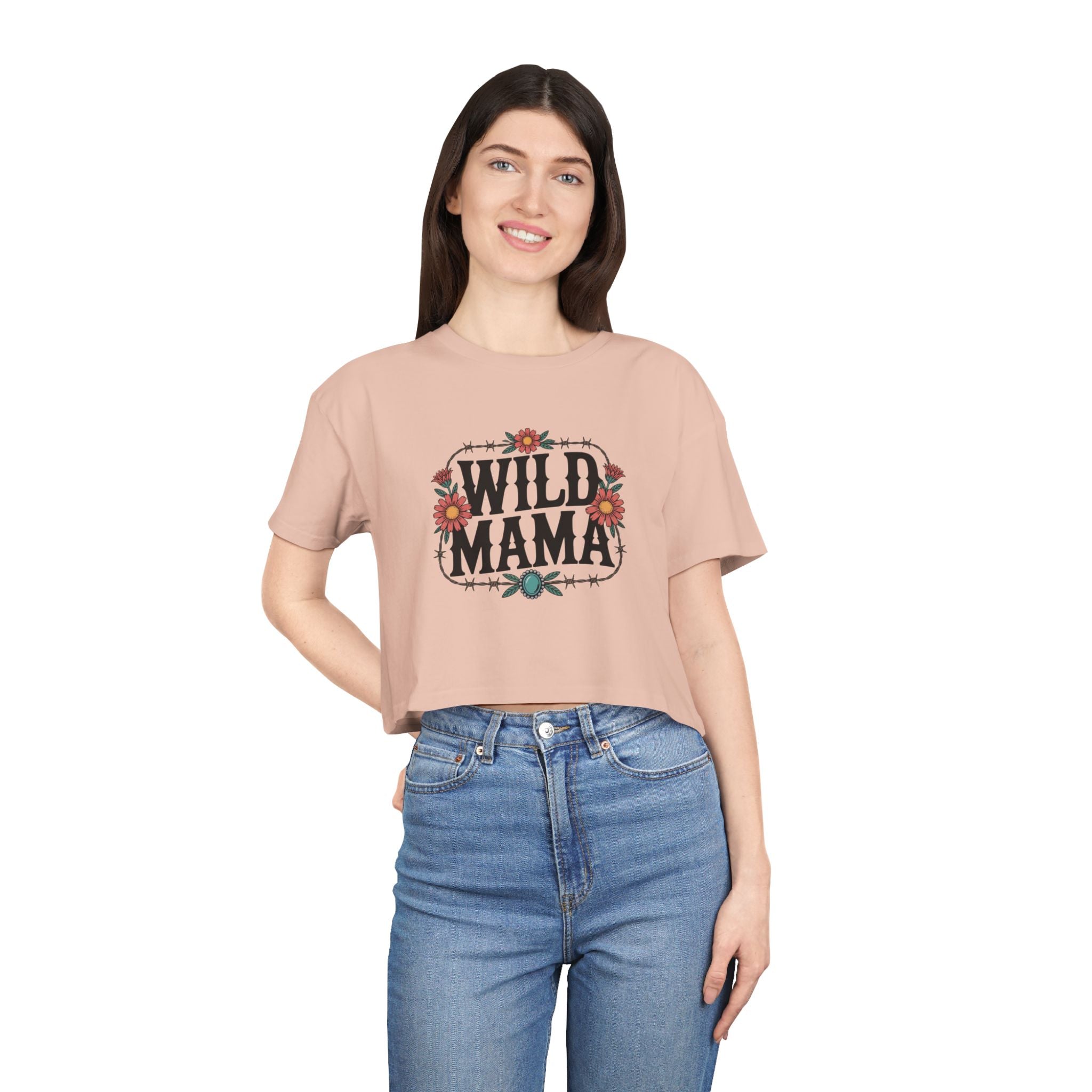 Wild Mama Crop Tee – Floral Western Mother's Day Top