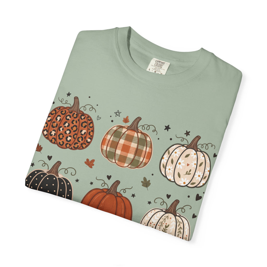Pumpkin Patch T-Shirt — Fall Plaid & Floral Pumpkins Graphic Tee
