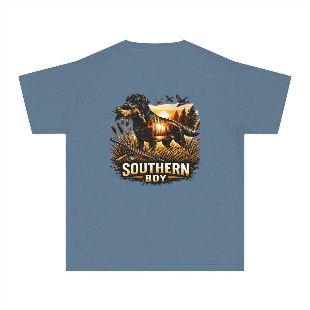 Youth Tee — "Southern Boy" Hunting Dog Graphic