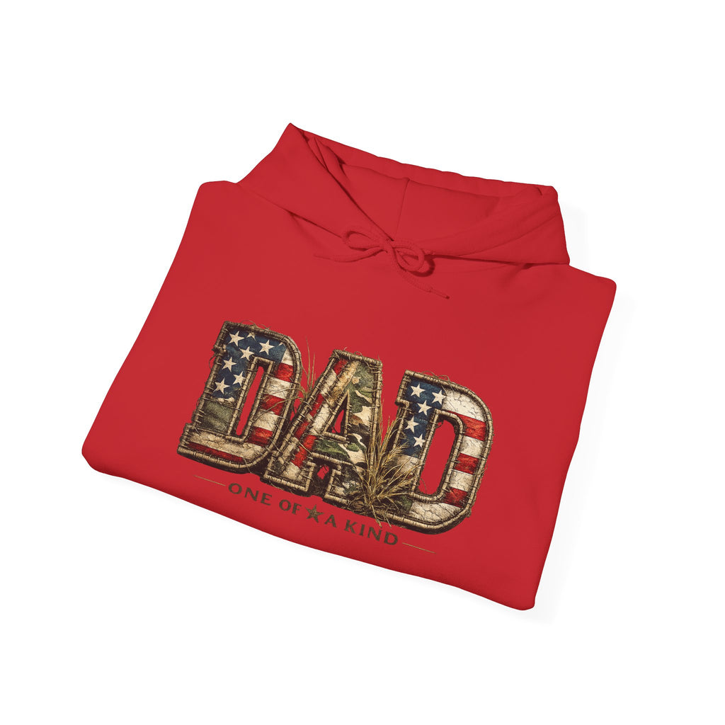 Personalizable Dad One of a Kind Hoodie — American Flag Patriotic Father’s Day Sweatshirt