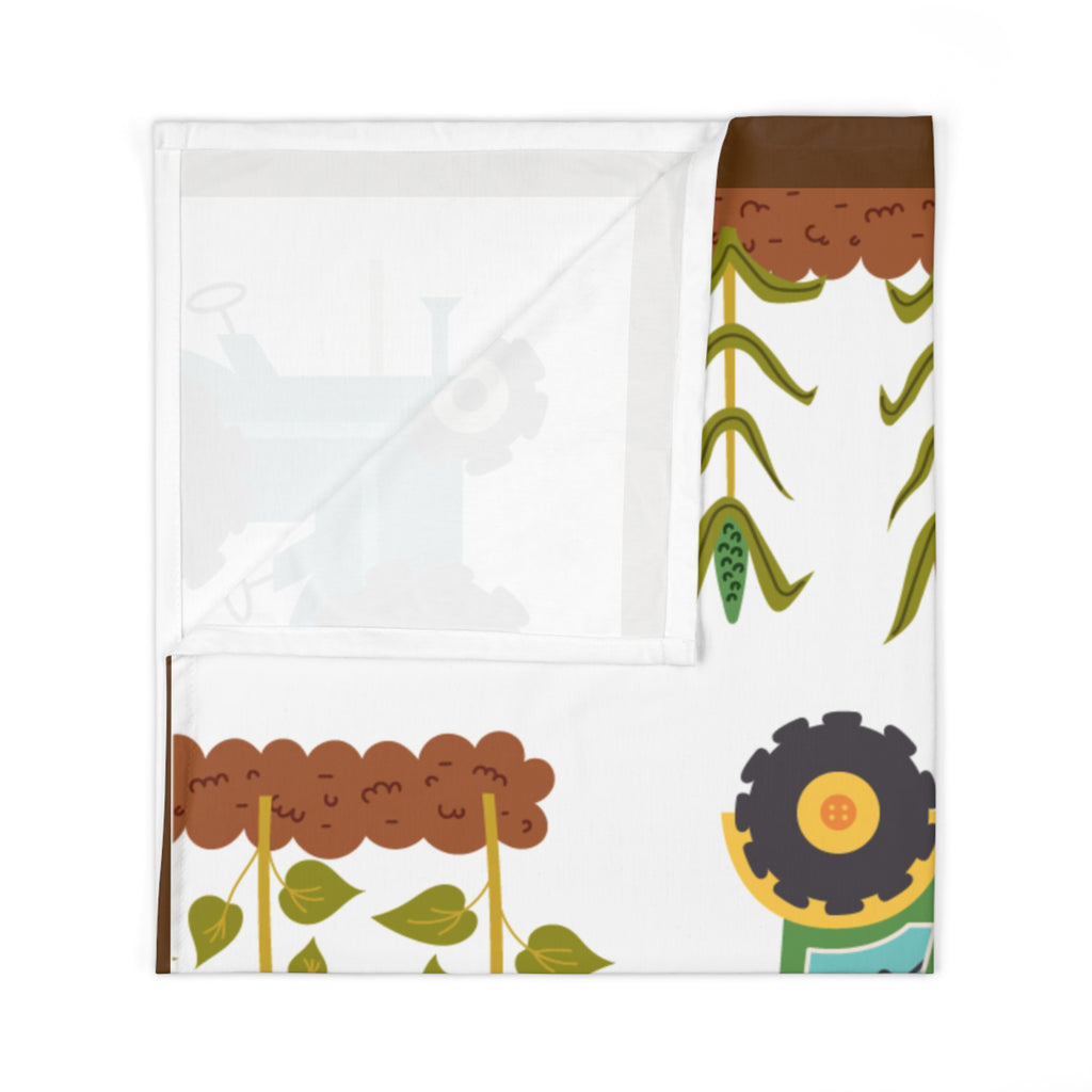 Farm Tractor Baby Swaddle Blanket — Cute Sunflower & Cornfield Nursery Wrap