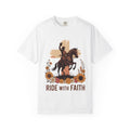 Ride With Faith Cowboy T-Shirt – Western Horse Graphic with Sunflowers