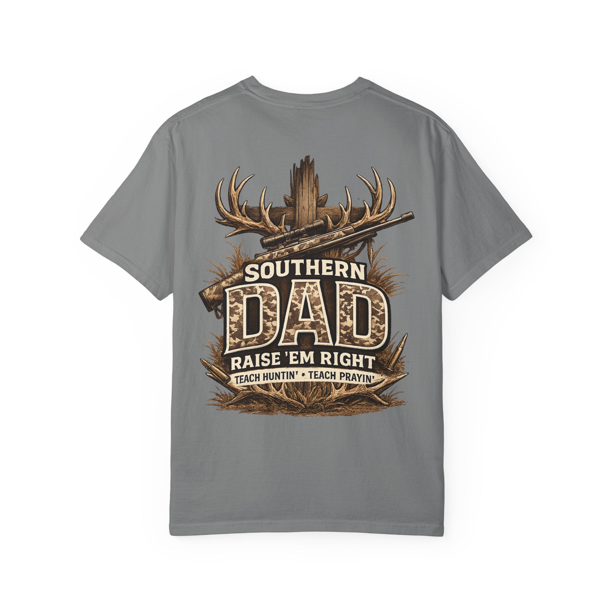 Southern Dad Hunting T-Shirt — "Raise 'Em Right" Graphic Tee