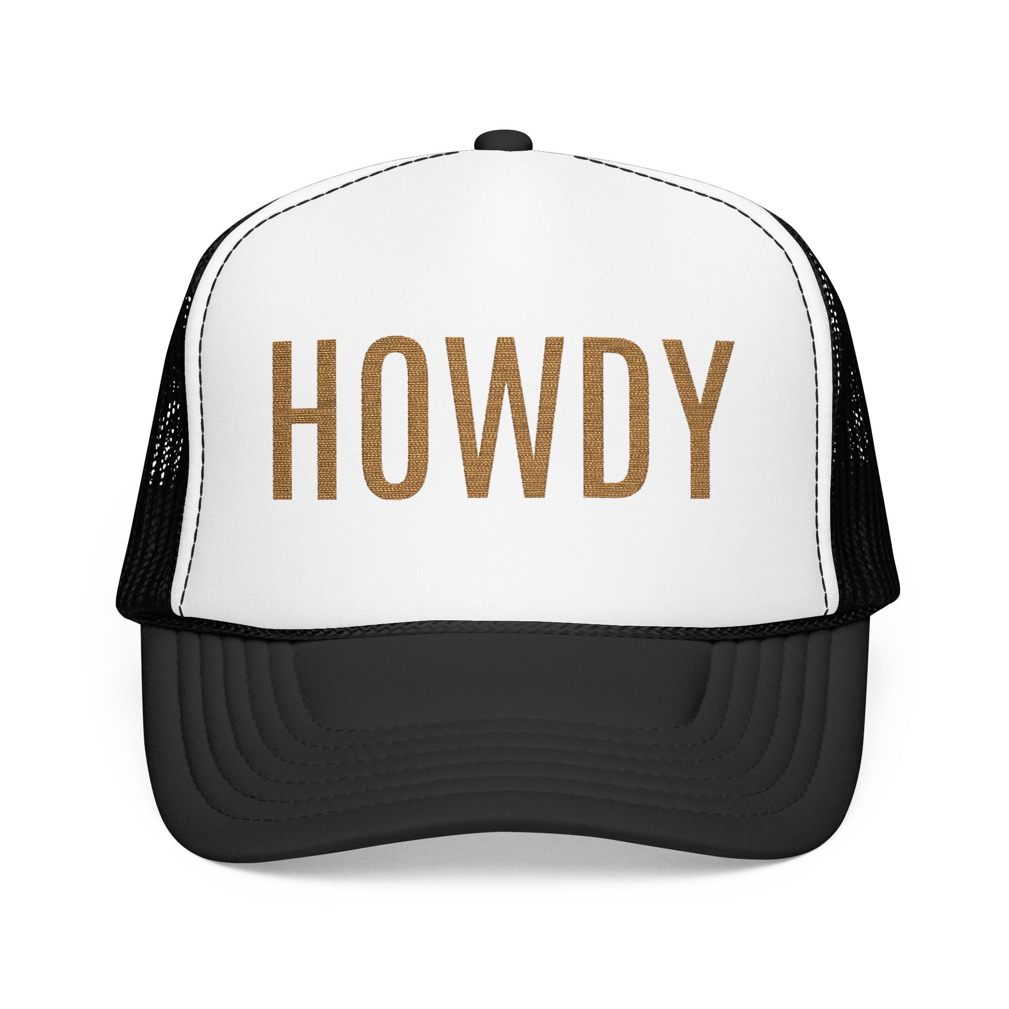 Howdy Trucker Hat — Glitter Letter Foam Mesh Cap