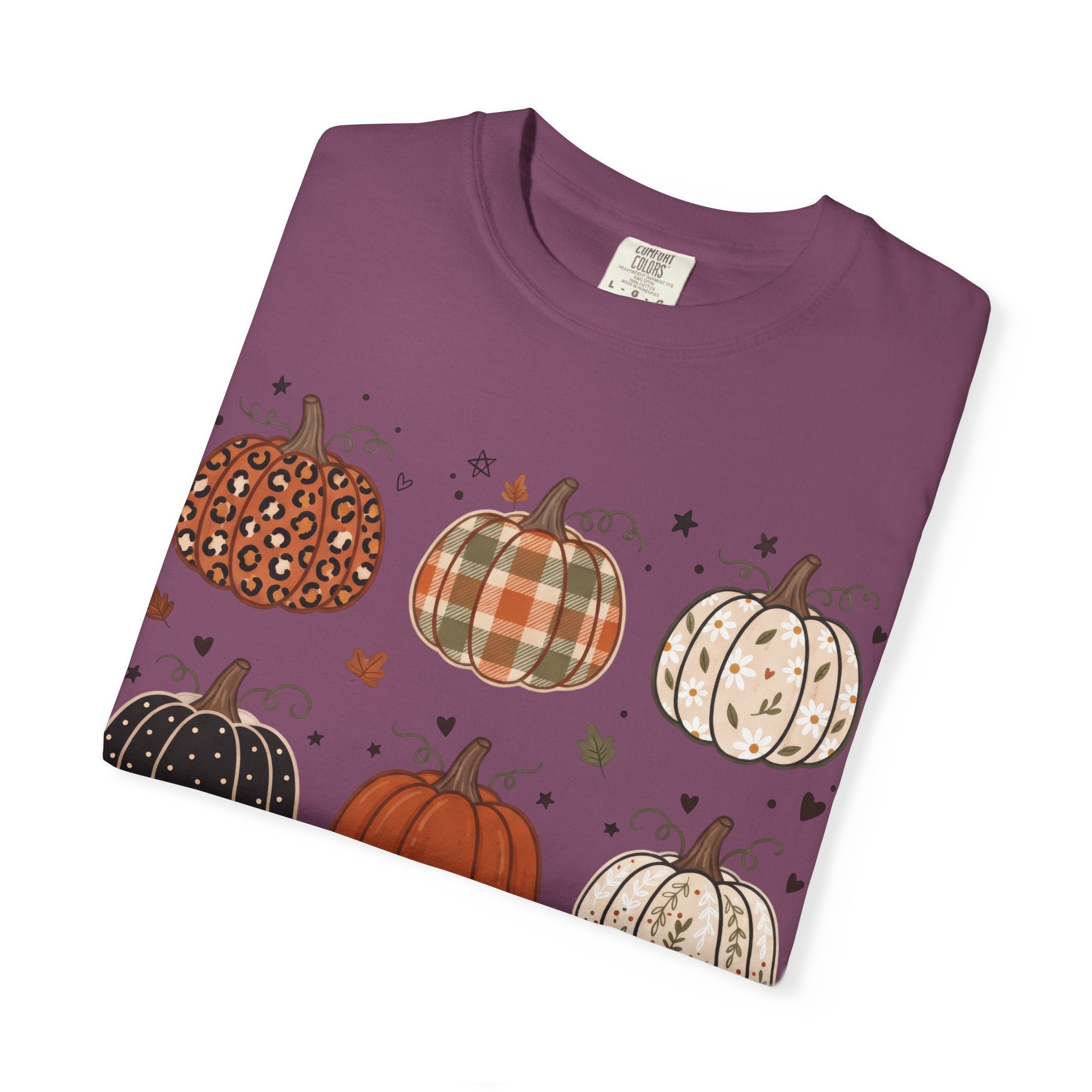 Pumpkin Patch T-Shirt — Fall Plaid & Floral Pumpkins Graphic Tee
