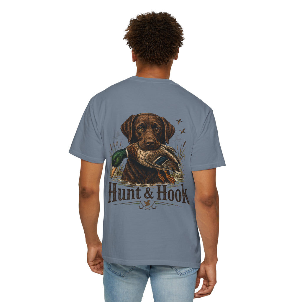Hunt & Hook Retriever T-Shirt — Hunting Dog & Duck Graphic Tee